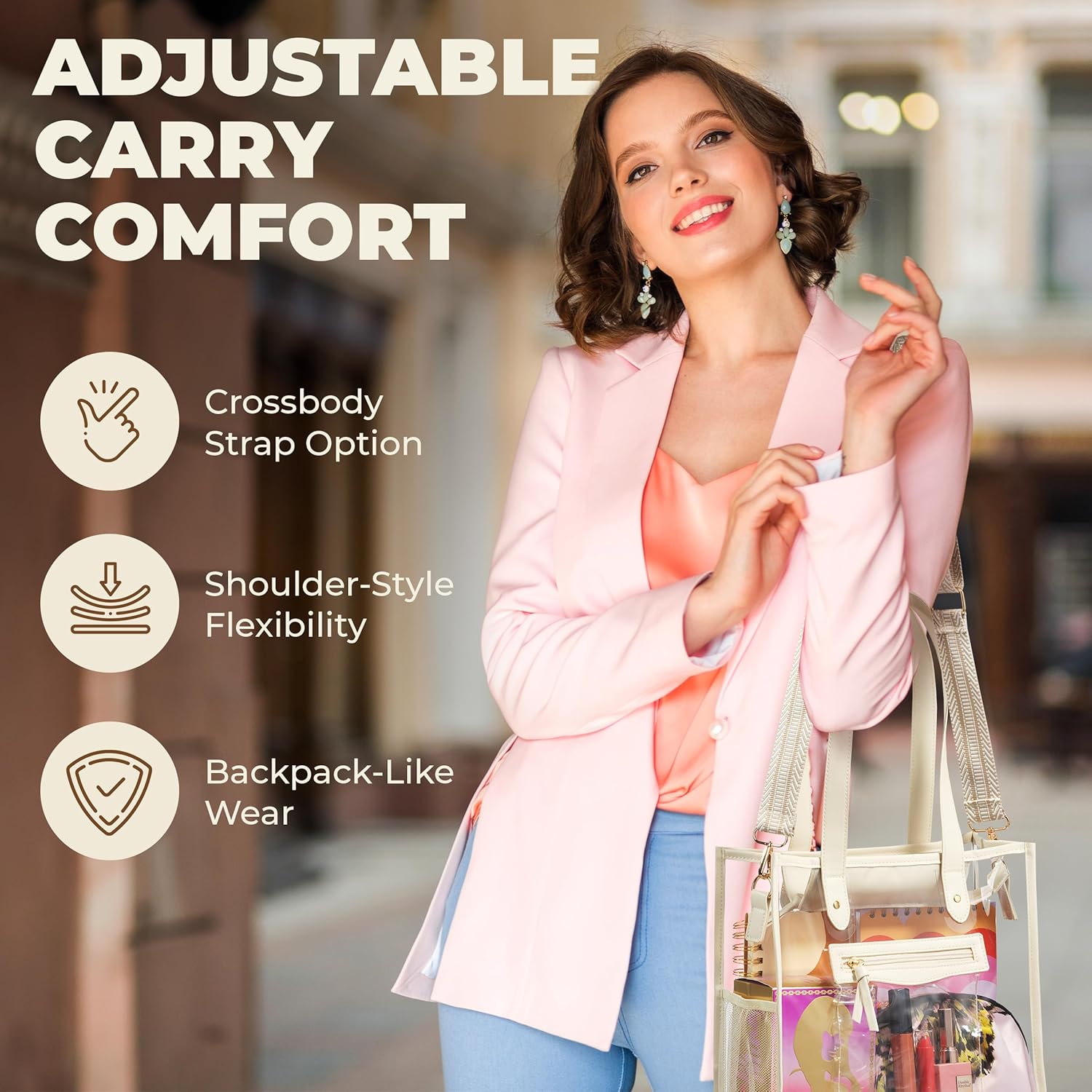 Clear Bag for Stadium Events - Large Transparent Tote - Clear Purse for Women, Work, Beach & Shopping - Image 4
