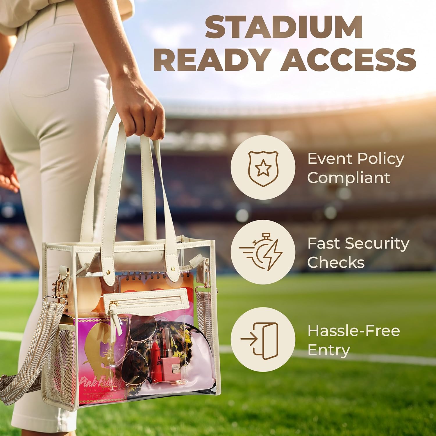 Clear Bag for Stadium Events - Large Transparent Tote - Clear Purse for Women, Work, Beach & Shopping - Image 6