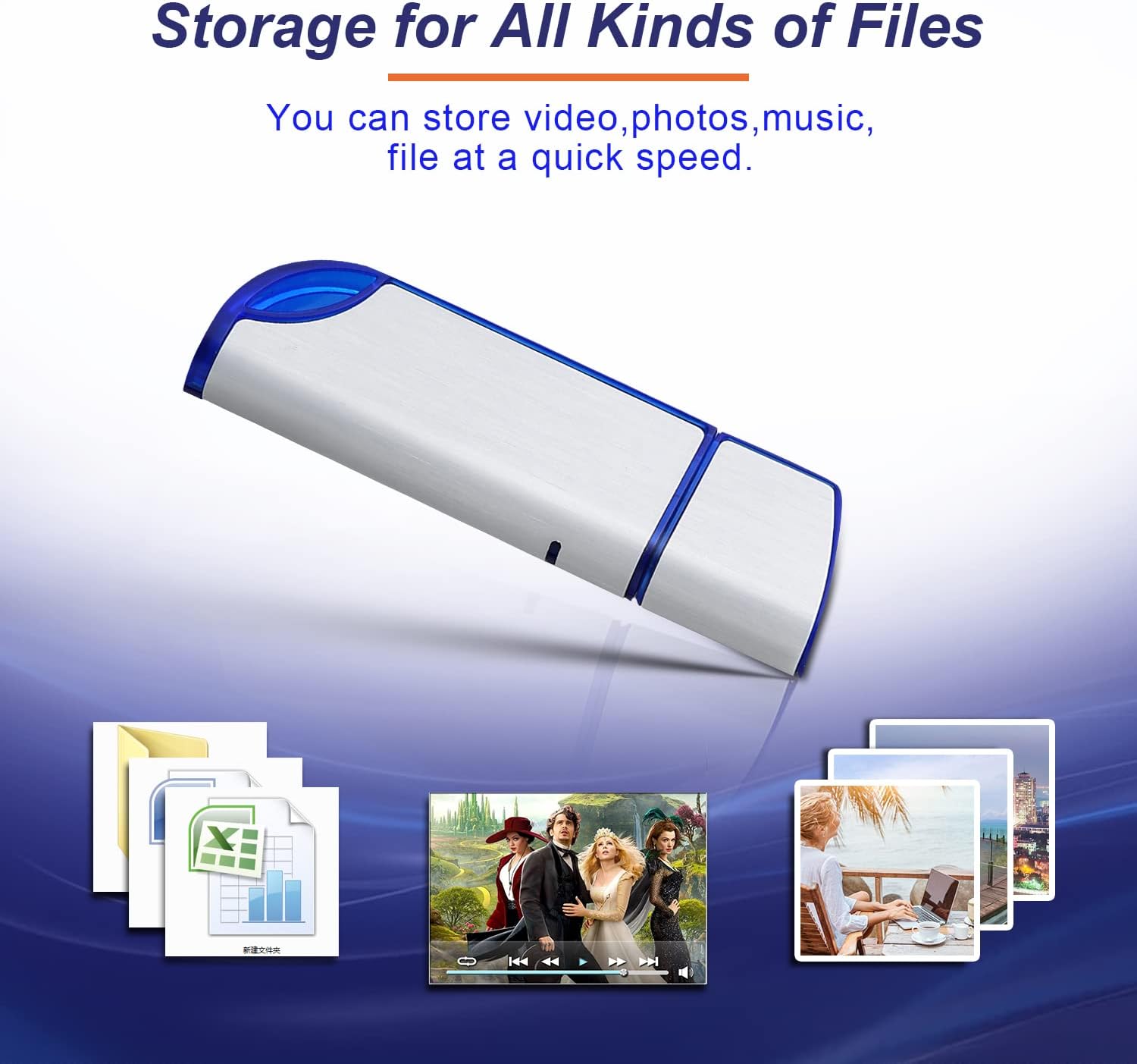 32GB FAT32 Format USB 2.0 Flash Drives, USB Memory Stick for Game Capture Card/Cassette Player/Computer/Laptop/External Data Storage with Indicative Light - Image 3