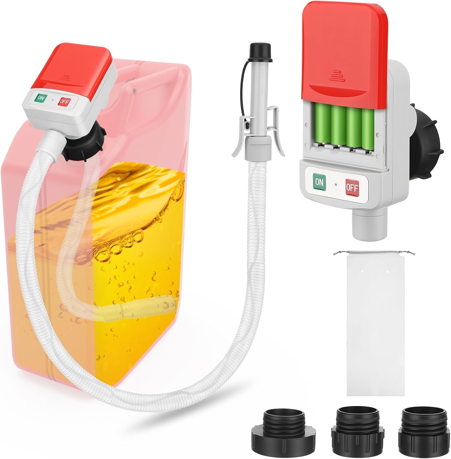 Fuel Transfer Pump with Auto-stop Sensor -3.2 GPM, 3 Tank Adapters, 51