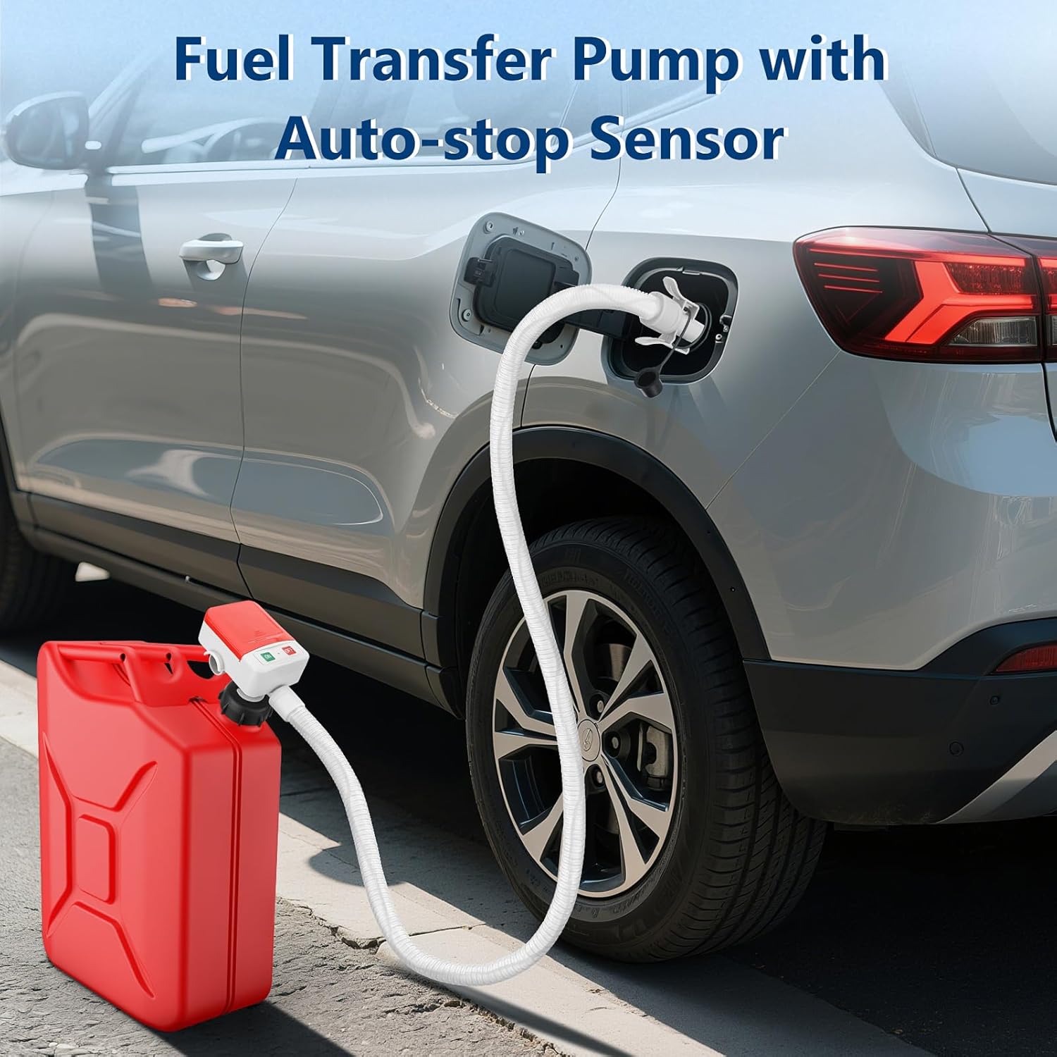 Fuel Transfer Pump with Auto-stop Sensor -3.2 GPM, 3 Tank Adapters, 51