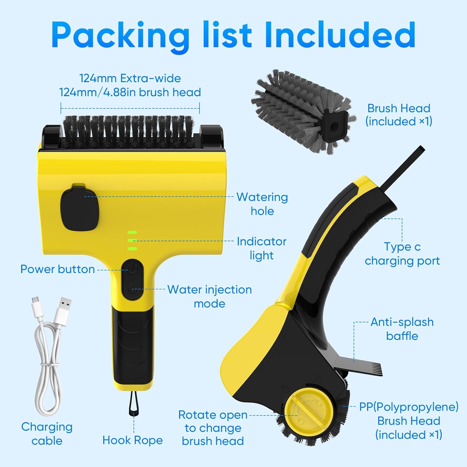 2 in 1 Electric Grill Brush, Cordless Electric Grill Cleaner for Outdoor Grill, 360° Rotating Cleaner Brush Head, Rechargeable Heavy Duty BBQ Grill Brush, IPX7 Waterproof - Image 2