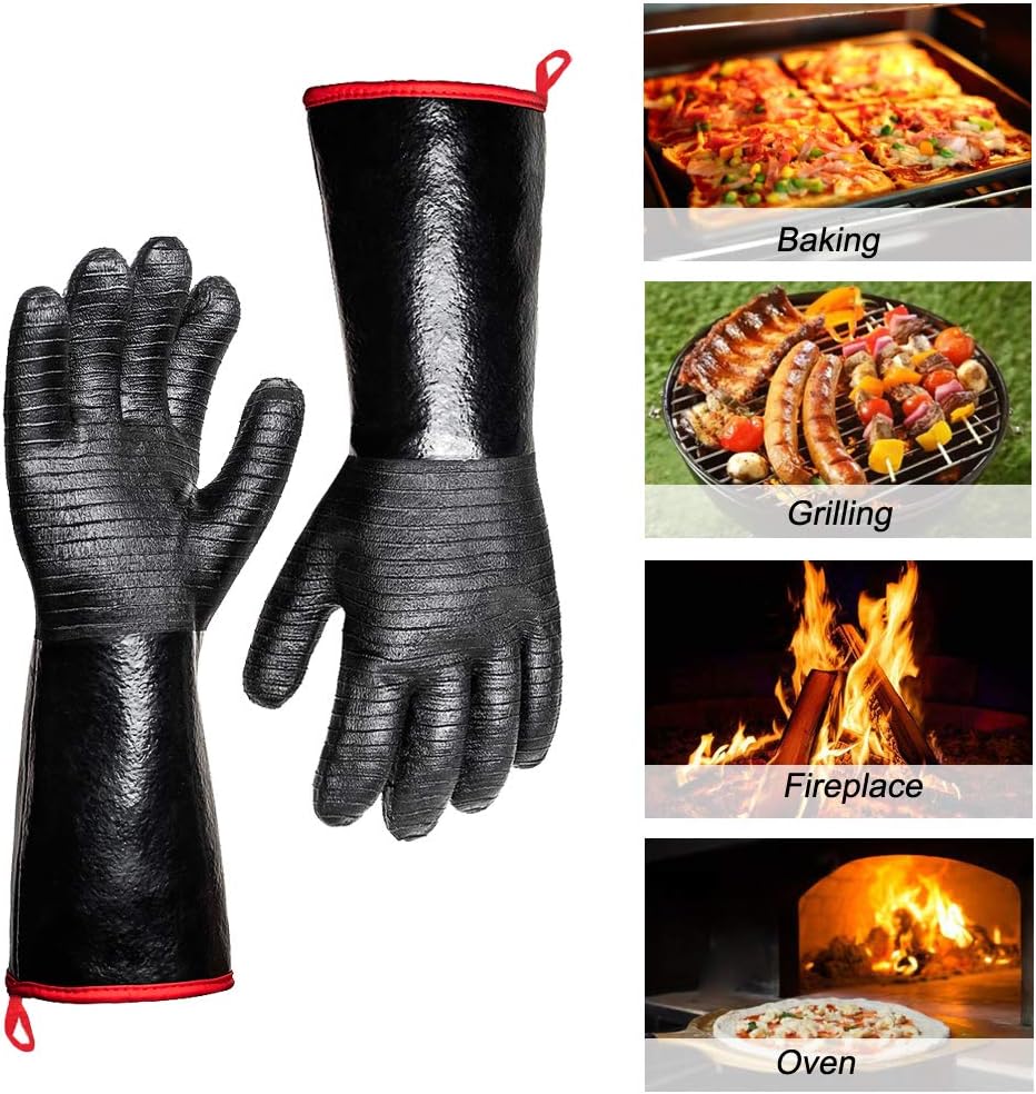 932°F Extreme Heat Resistant Gloves for Grill BBQ, Waterproof Long Sleeve Pit Grill Gloves for Fryer, Baking, Oven,Smoker,Fireproof, Oil Resistant Neoprene Coating（14-Inch ） - Image 2