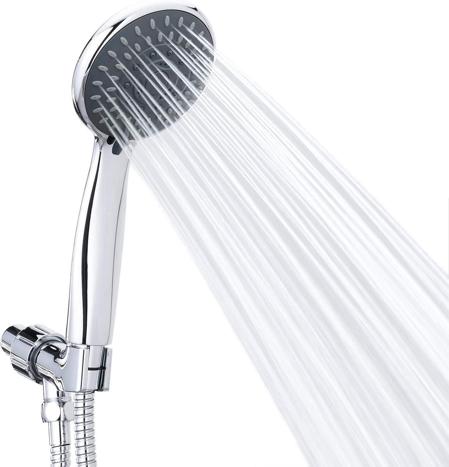 High Pressure Handheld Shower Head  5-Settings Powerful Water Spray Shower Head against Low Pressure Water Flow with Stainless Hose and Adjustable Mount - Image 1