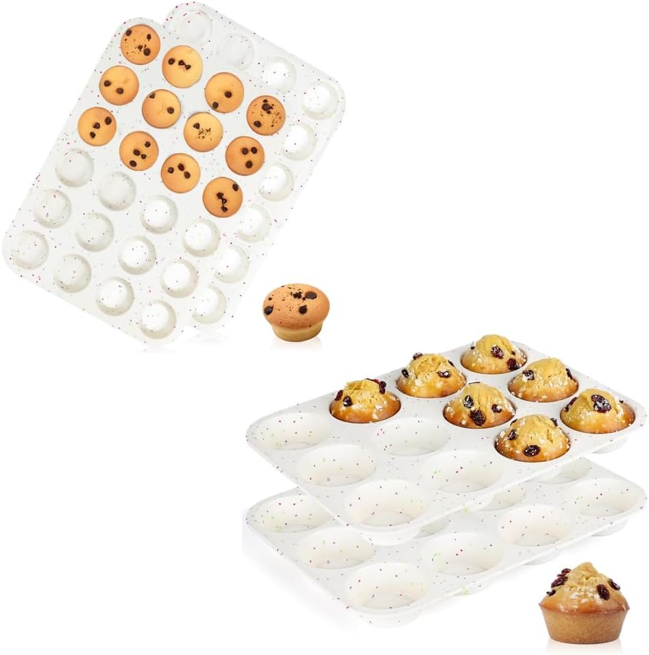 Silicone Mini Muffin Pan 24 Cups & Silicone Muffin Pan Regular Size 12 Cups - Image 1