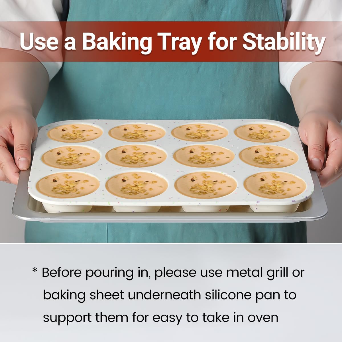 Silicone Mini Muffin Pan 24 Cups & Silicone Muffin Pan Regular Size 12 Cups - Image 5