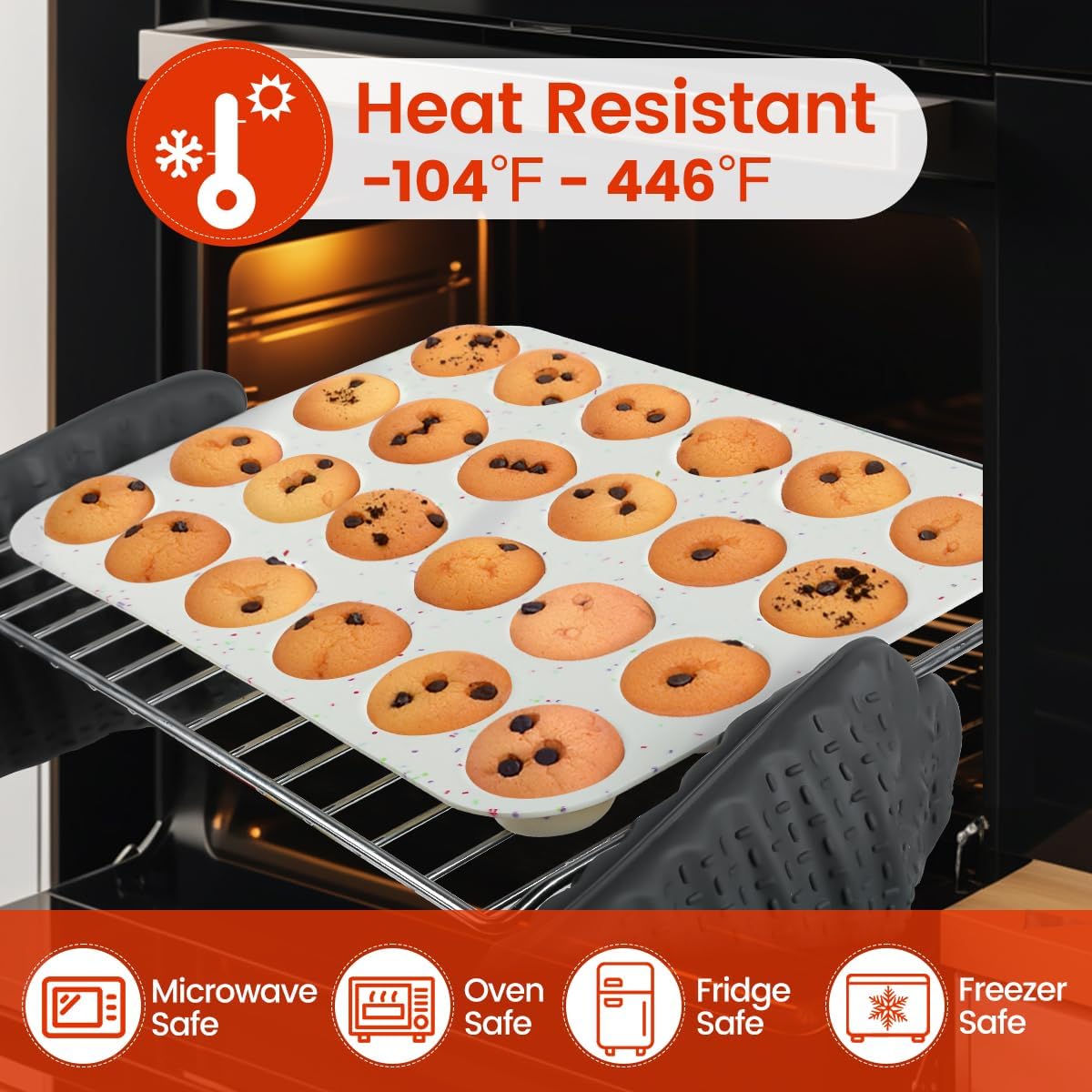 Silicone Mini Muffin Pan 24 Cups & Silicone Muffin Pan Regular Size 12 Cups - Image 6
