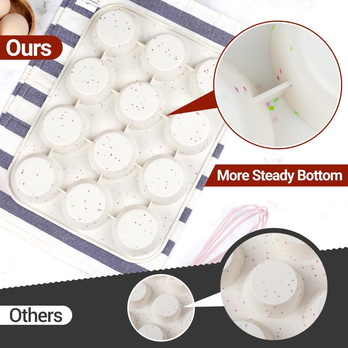 Silicone Mini Muffin Pan 24 Cups & Silicone Muffin Pan Regular Size 12 Cups - Image 8