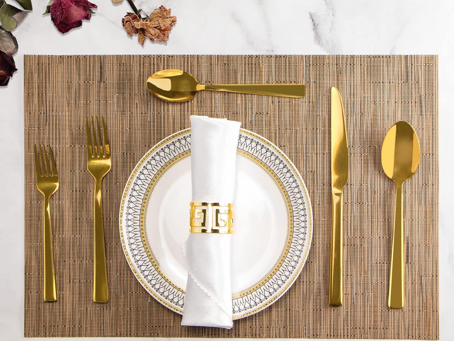 Gold Silverware Set,  40 Piece Stainless Steel Flatware Cutlery Set Service for 8 Luxury Square Tableware Thick Knife Fork Spoon for Home Kitchen Restaurant Wedding, Mirror Polished - Image 6