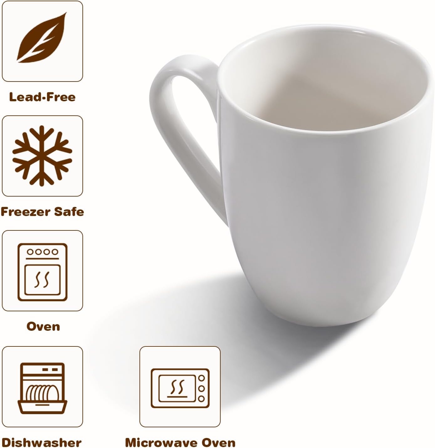16 oz Large Coffee Mugs Set of 4 Ceramic Coffee Mug White Coffee Cups Tea Cups Idea Gift for Women Men House Warming Gifts New Home Office, 4 Pack (White) - Image 3