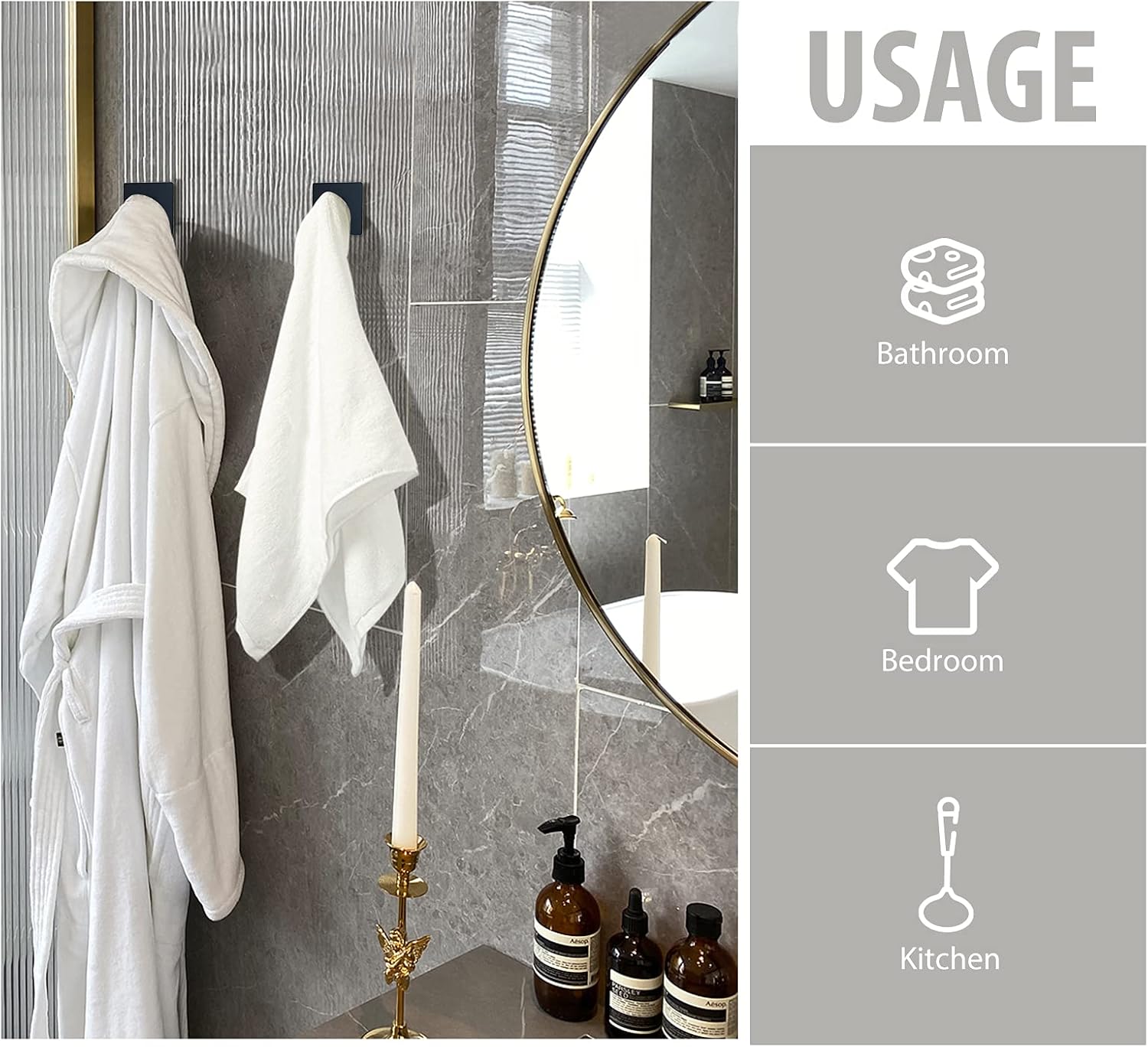 2 Types of Black Adhesive Hooks Bundle - Image 2