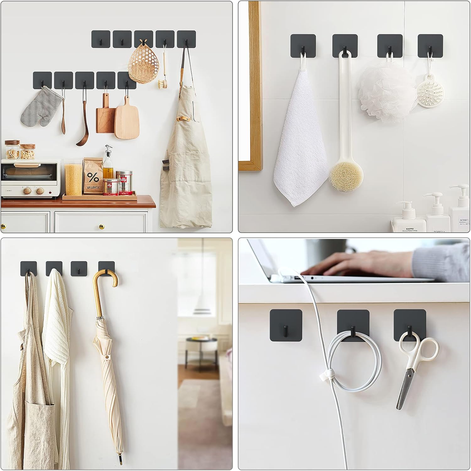 4 Pcs Adhesive Hooks with 2 Pcs Adhesive Razor Hooks - Image 4