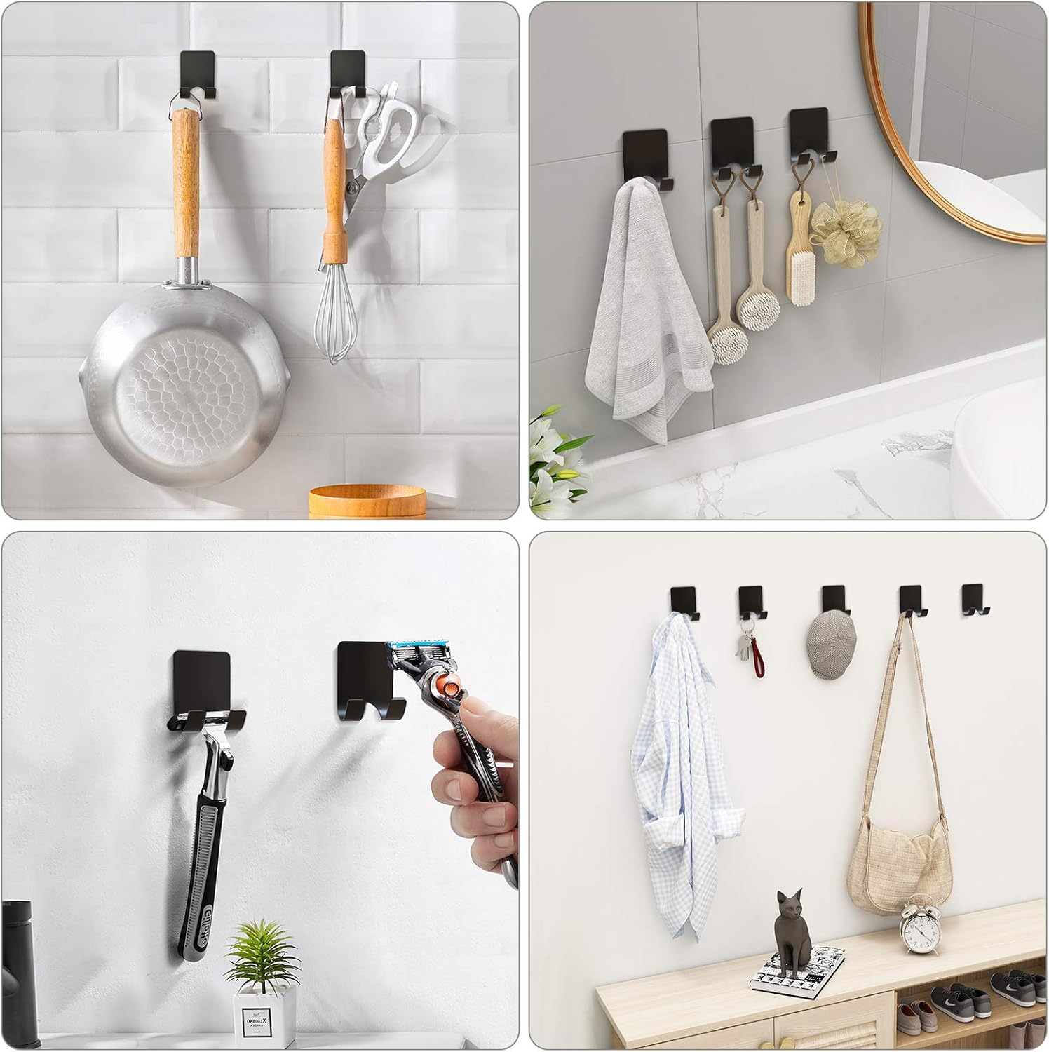 4 Pcs Adhesive Hooks with 2 Pcs Adhesive Razor Hooks - Image 8