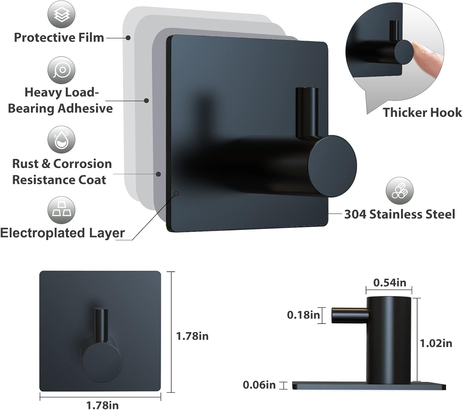 2 Types of Black Adhesive Hooks Bundle - Image 3