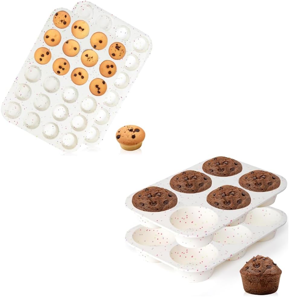 Silicone Mini Muffin Pan 24 Cups & Silicone Jumbo Muffin Pan 6 Cups - Image 1