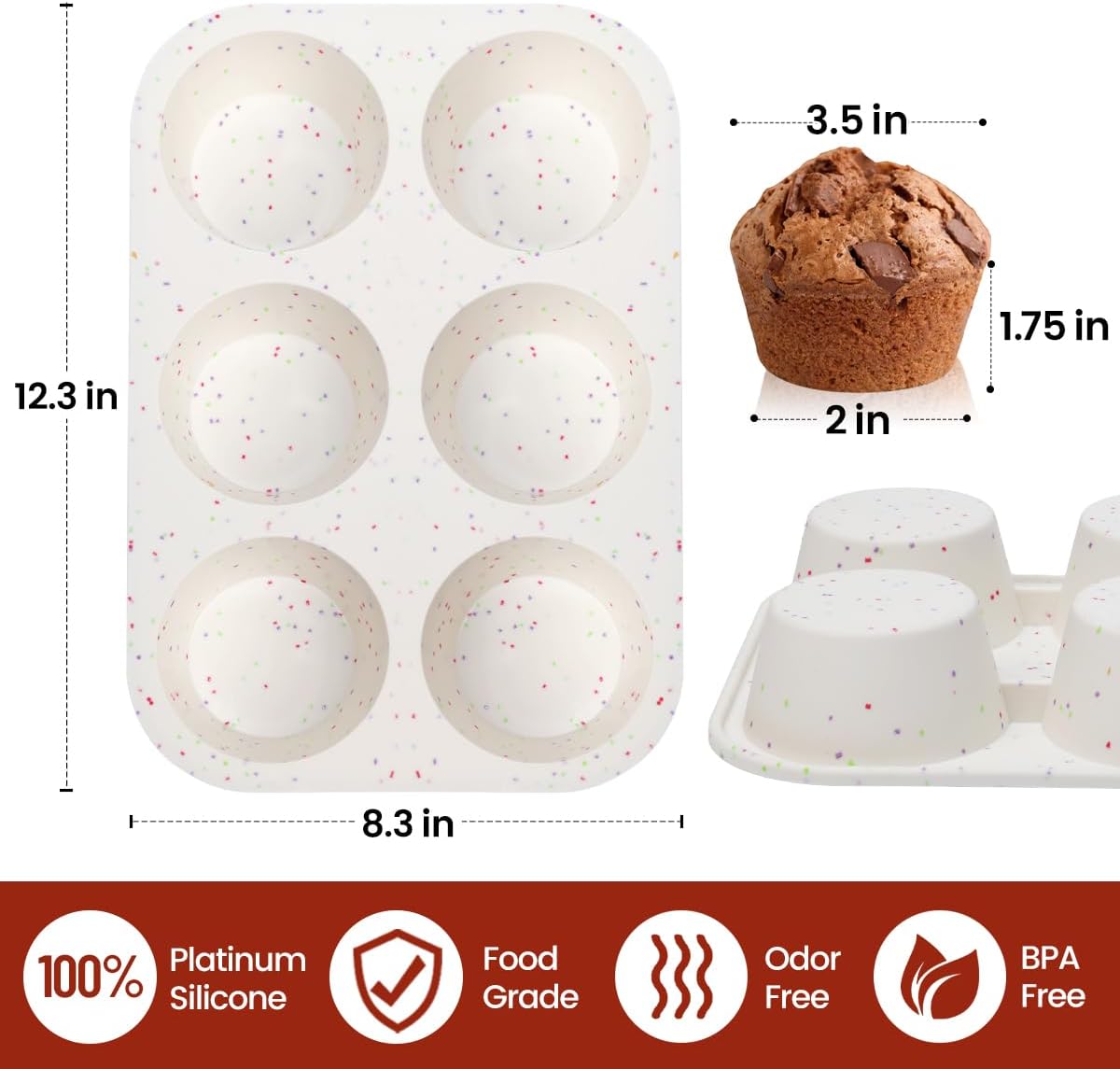 Silicone Mini Muffin Pan 24 Cups & Silicone Jumbo Muffin Pan 6 Cups - Image 2