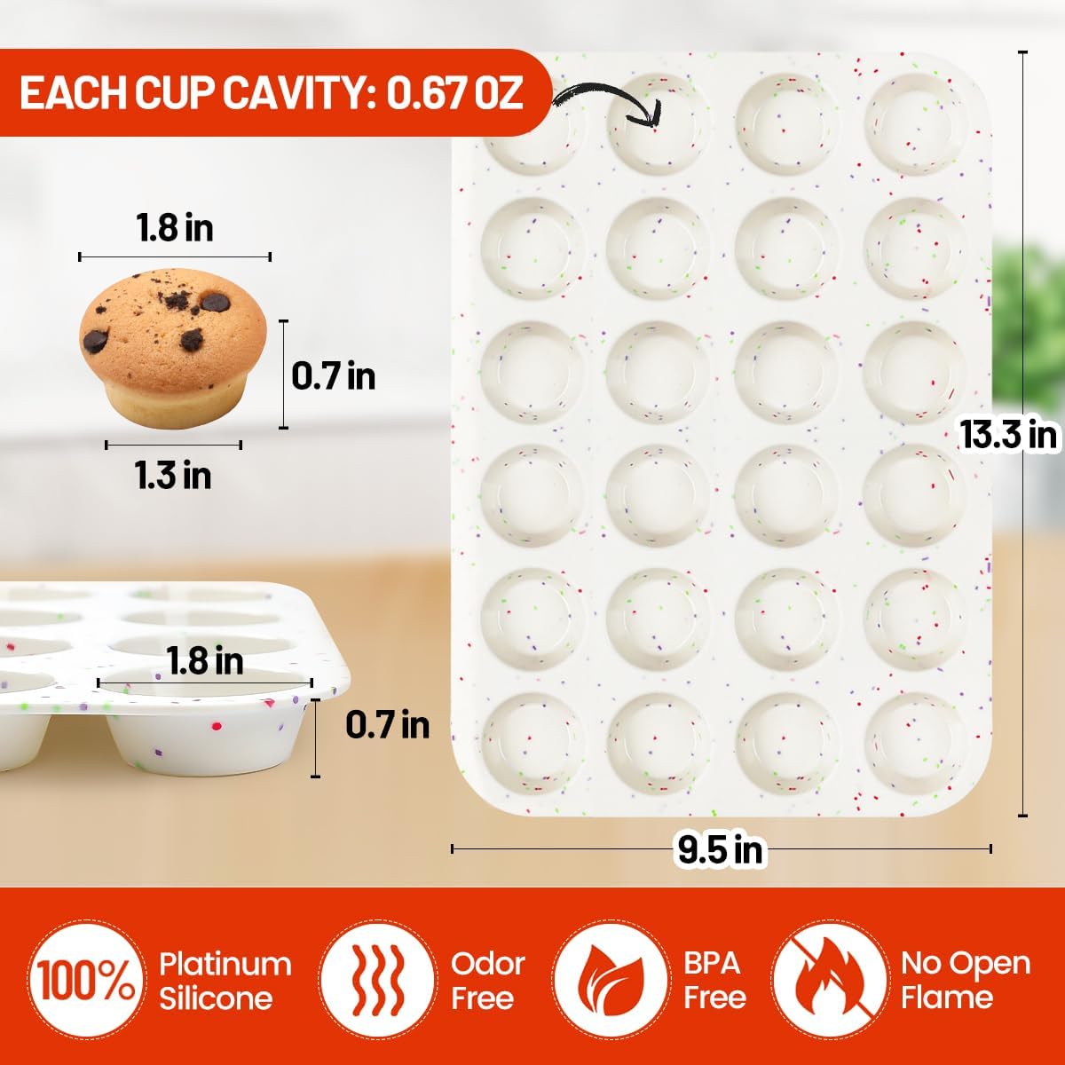 Silicone Mini Muffin Pan 24 Cups & Silicone Jumbo Muffin Pan 6 Cups - Image 3