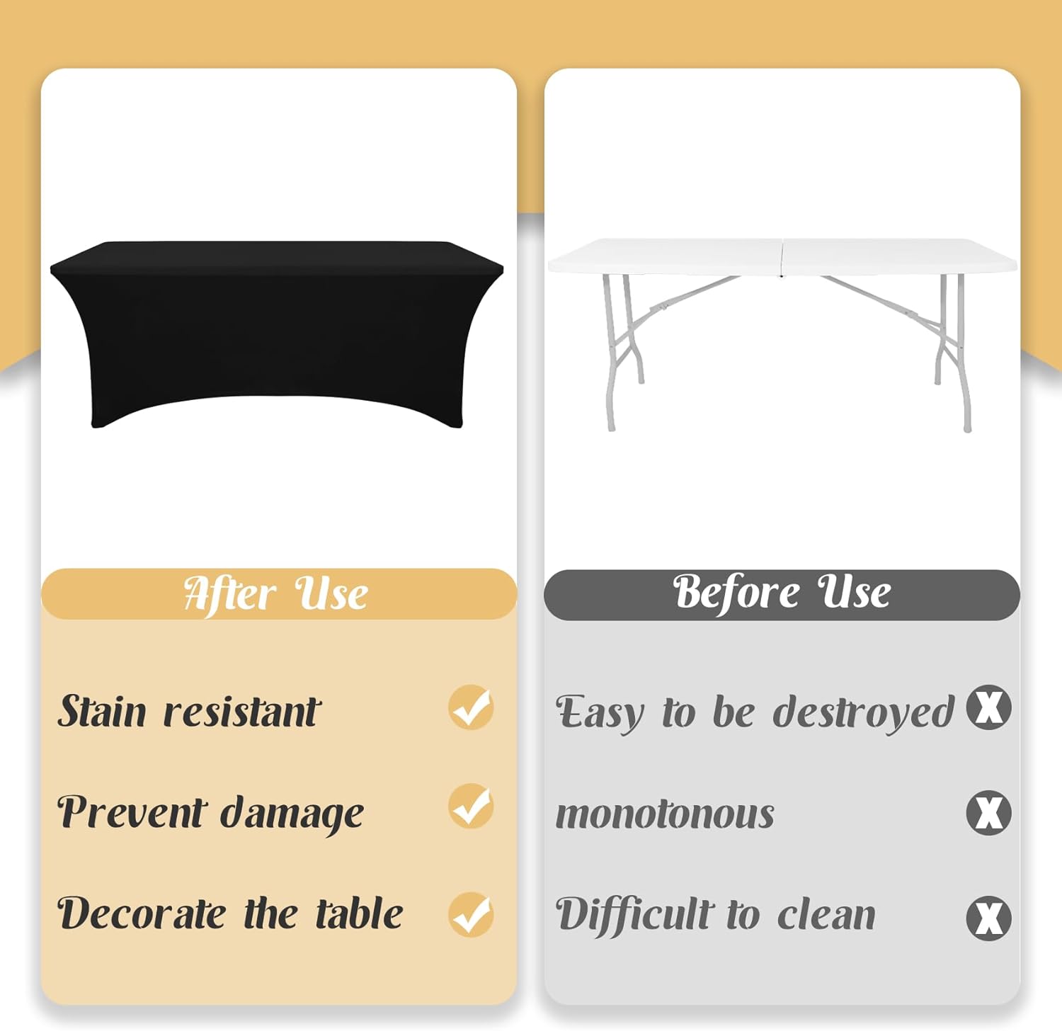 3 Pack Table Cloth 6ft Black Tablecloths for Rectangle Folding Table Spandex Fitted Stretch Cover Wrinkle Resistant Washable Protector for Party, Wedding, Banquet, Festival - Image 4