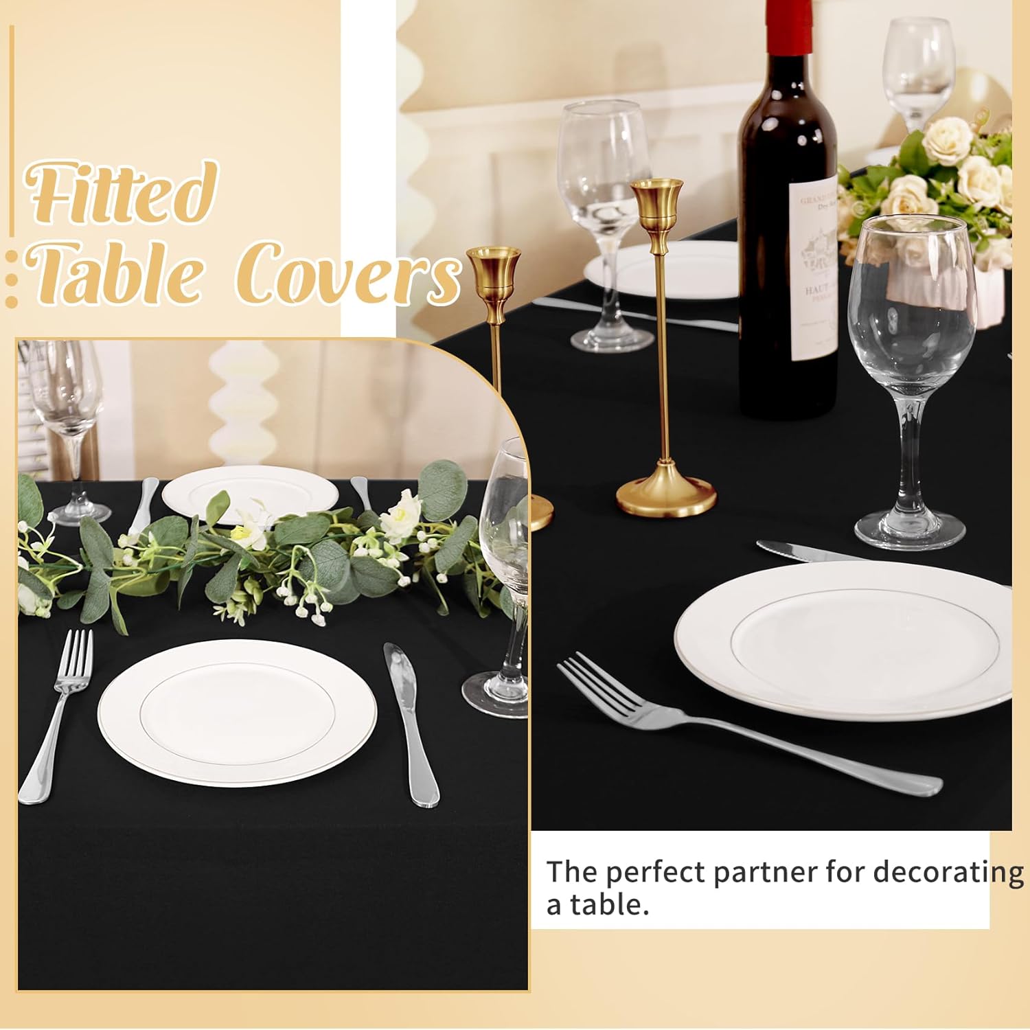 3 Pack Table Cloth 6ft Black Tablecloths for Rectangle Folding Table Spandex Fitted Stretch Cover Wrinkle Resistant Washable Protector for Party, Wedding, Banquet, Festival - Image 6