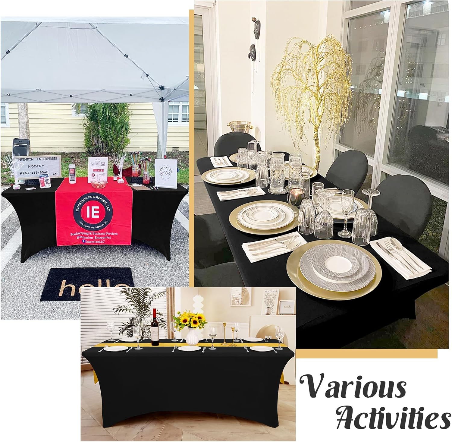 3 Pack Table Cloth 6ft Black Tablecloths for Rectangle Folding Table Spandex Fitted Stretch Cover Wrinkle Resistant Washable Protector for Party, Wedding, Banquet, Festival - Image 7