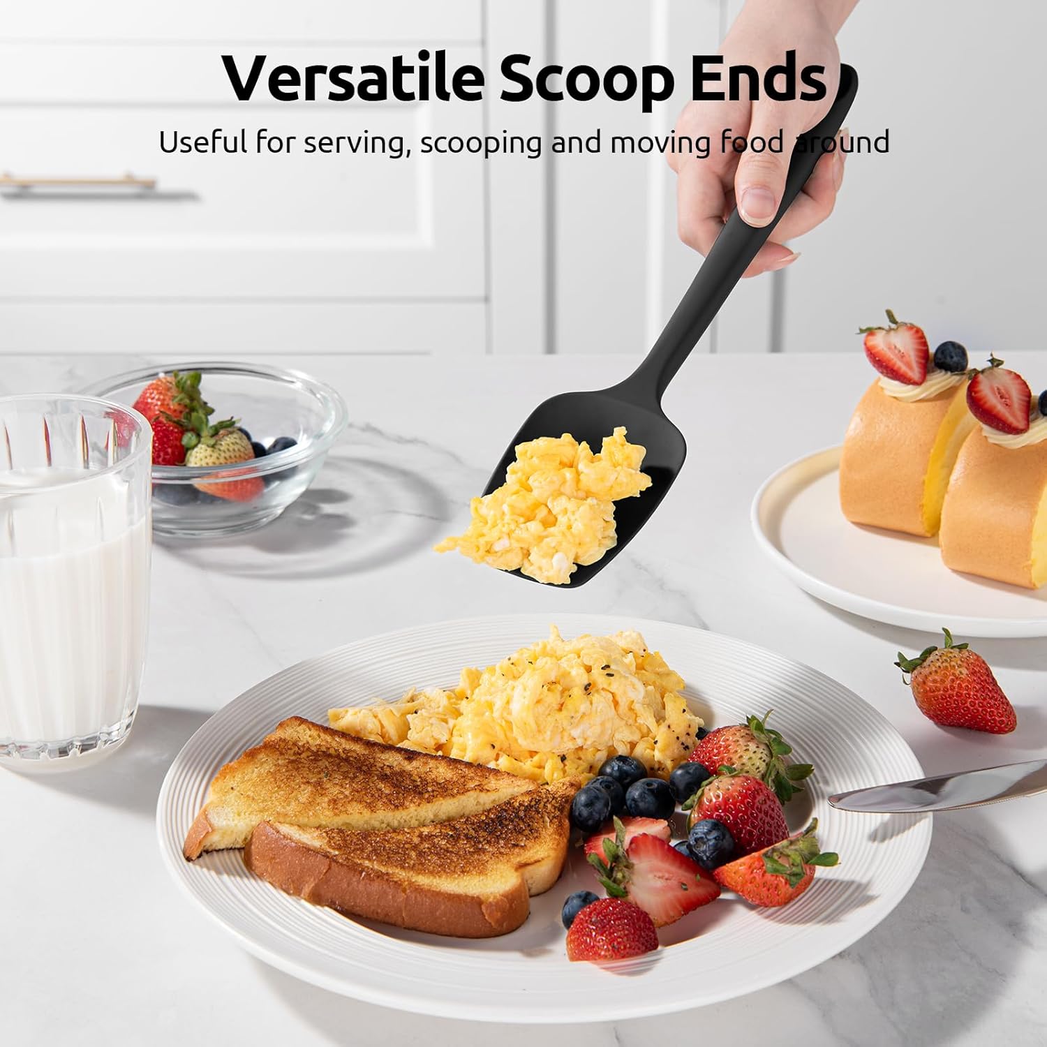 Silicone Spatula Set with 600 Degrees Fahrenheit Heat Resistant (Black) - Image 8