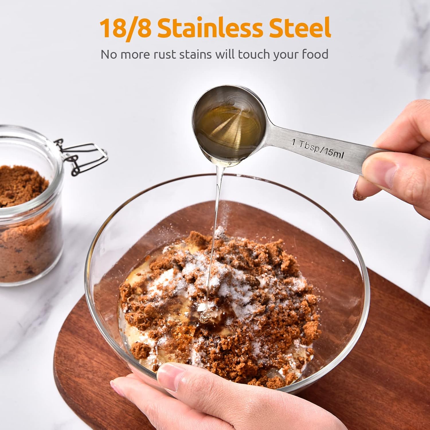 Measuring Spoons:  18/8 Stainless Steel Measuring Spoons Set of 9 Piece: 1/16 TSP, 1/8 TSP, 1/4 TSP, 1/3 TSP, 1/2 TSP, 3/4 TSP, 1 TSP, 1/2 tbsp & 1 tbsp Dry and Liquid Ingredients - Image 3