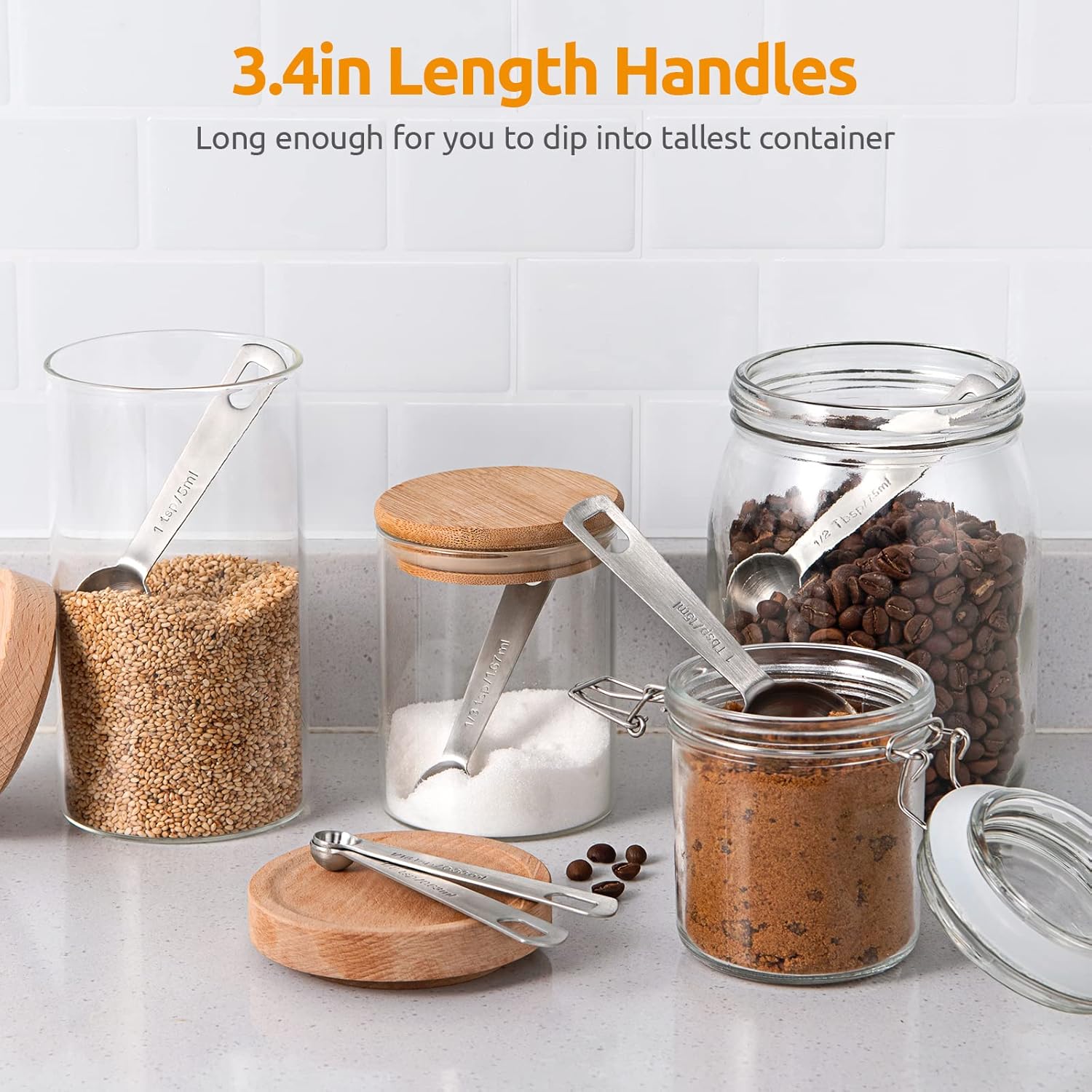 Measuring Spoons:  18/8 Stainless Steel Measuring Spoons Set of 9 Piece: 1/16 TSP, 1/8 TSP, 1/4 TSP, 1/3 TSP, 1/2 TSP, 3/4 TSP, 1 TSP, 1/2 tbsp & 1 tbsp Dry and Liquid Ingredients - Image 7
