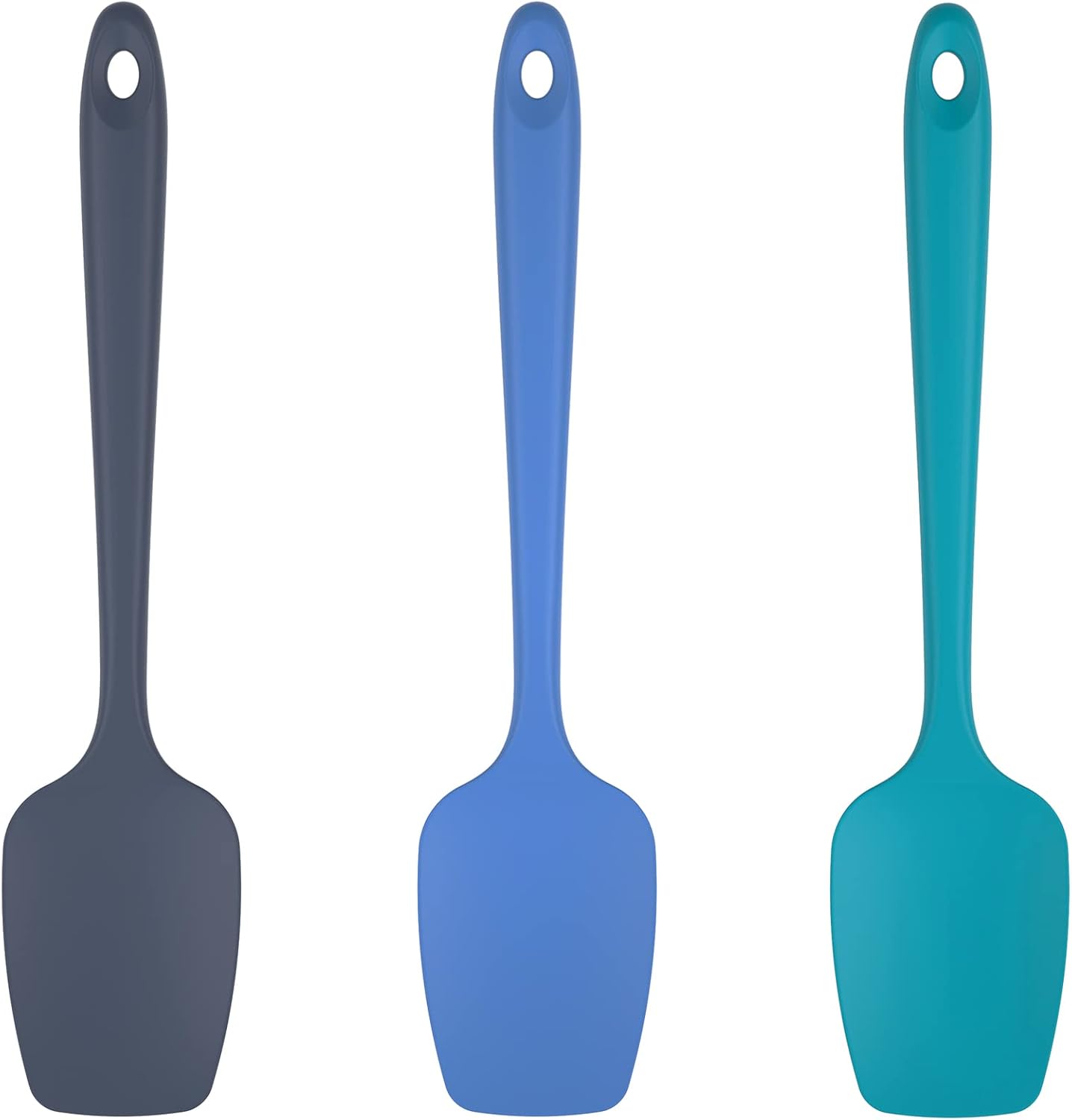 Silicone Spoon Spatula Set, 600ºF High Heat Resistant Food Grade Flexible Rubber Scraper, Cooking Mixing Baking Kitchen Utensils Set of 3 (Multicolors) - Image 1