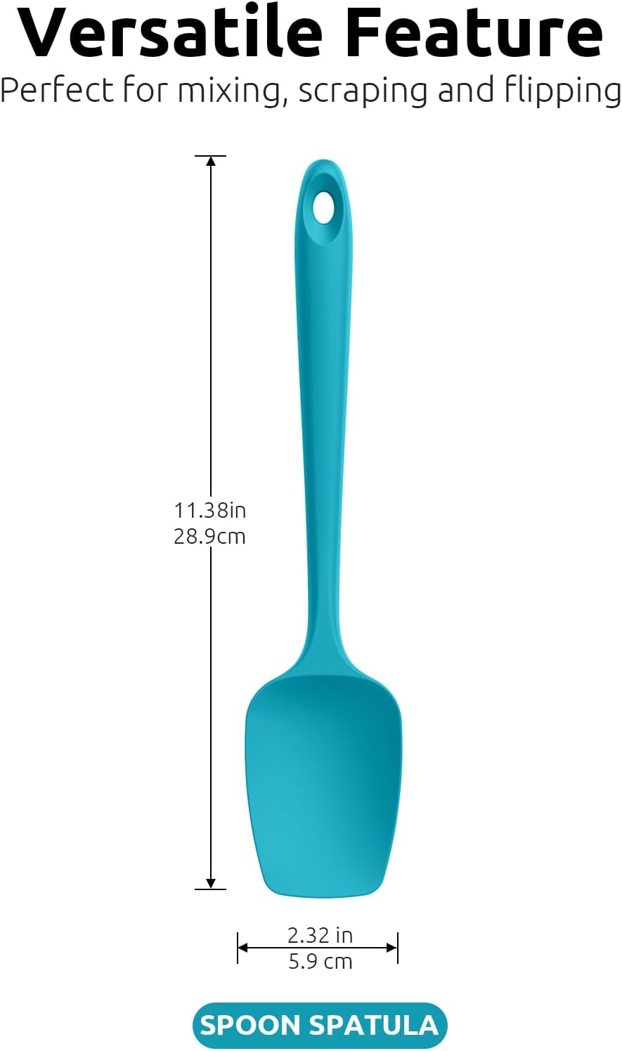 Silicone Spoon Spatula Set, 600ºF High Heat Resistant Food Grade Flexible Rubber Scraper, Cooking Mixing Baking Kitchen Utensils Set of 3 (Multicolors) - Image 2