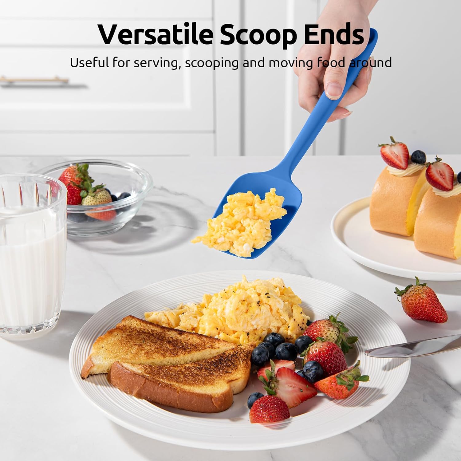 Silicone Spoon Spatula Set, 600ºF High Heat Resistant Food Grade Flexible Rubber Scraper, Cooking Mixing Baking Kitchen Utensils Set of 3 (Multicolors) - Image 7
