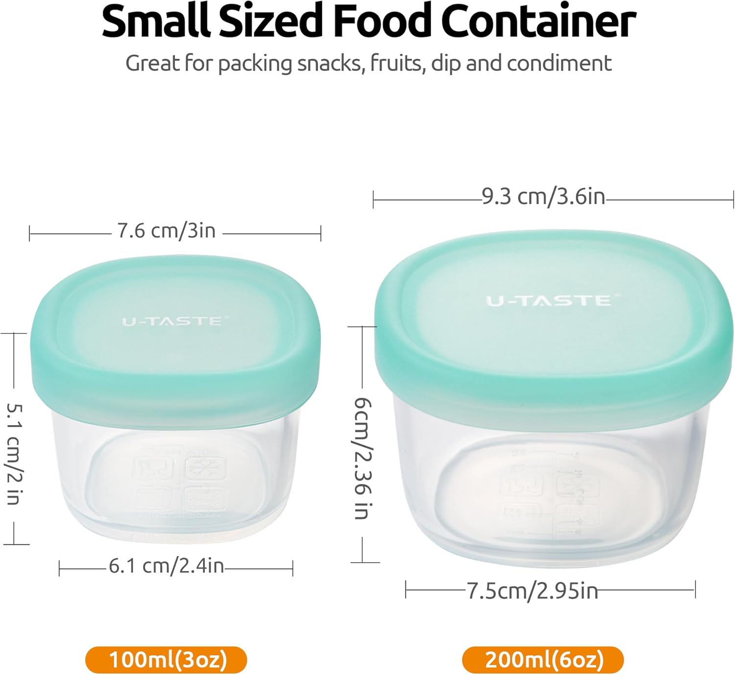 3oz 6oz Small Storage Containers: Food Grade Liquid-Silicone Freezer Box with Airtight Lid, Microwave Safe with Clear Measurements, Reusable for Meal Prepping Portion (Set of 4, Aqua Sky) - Image 2