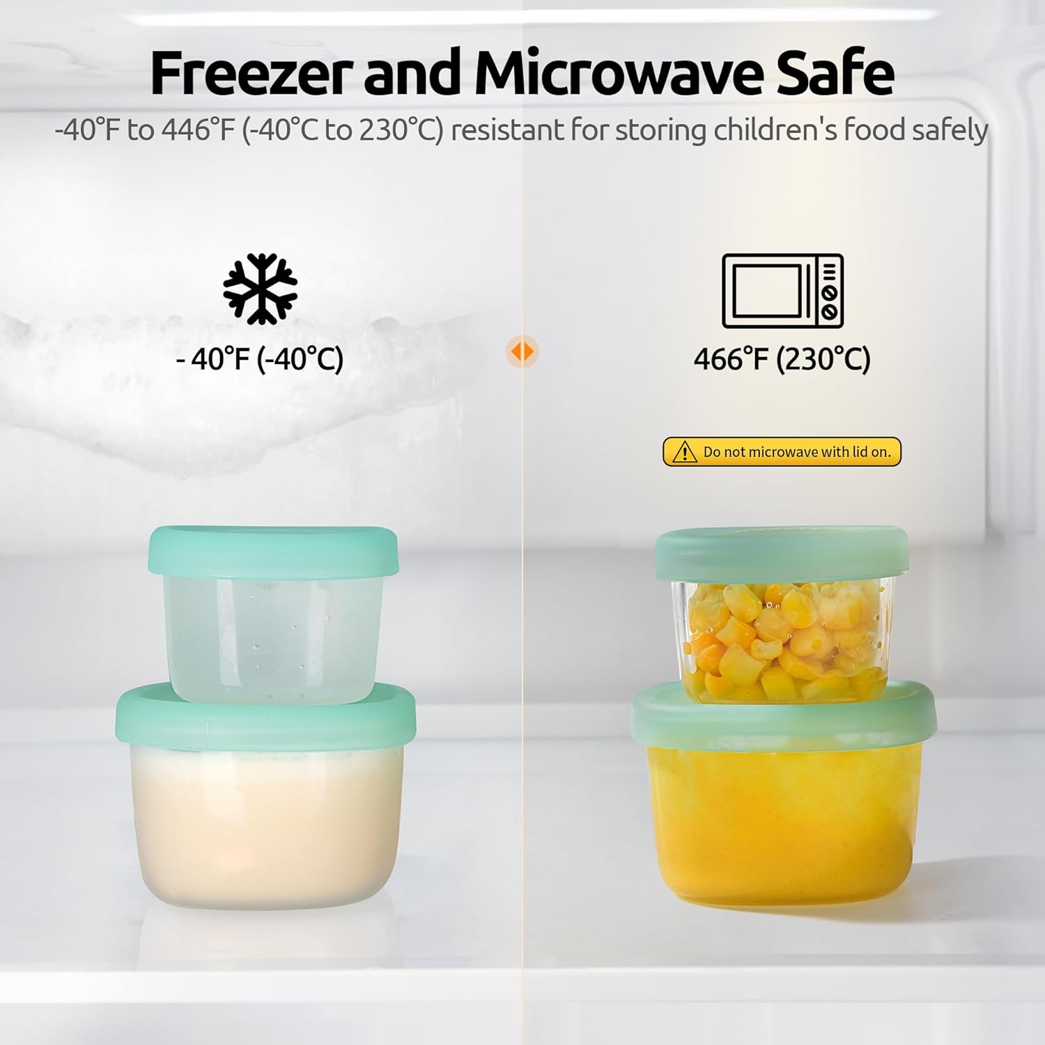 3oz 6oz Small Storage Containers: Food Grade Liquid-Silicone Freezer Box with Airtight Lid, Microwave Safe with Clear Measurements, Reusable for Meal Prepping Portion (Set of 4, Aqua Sky) - Image 4
