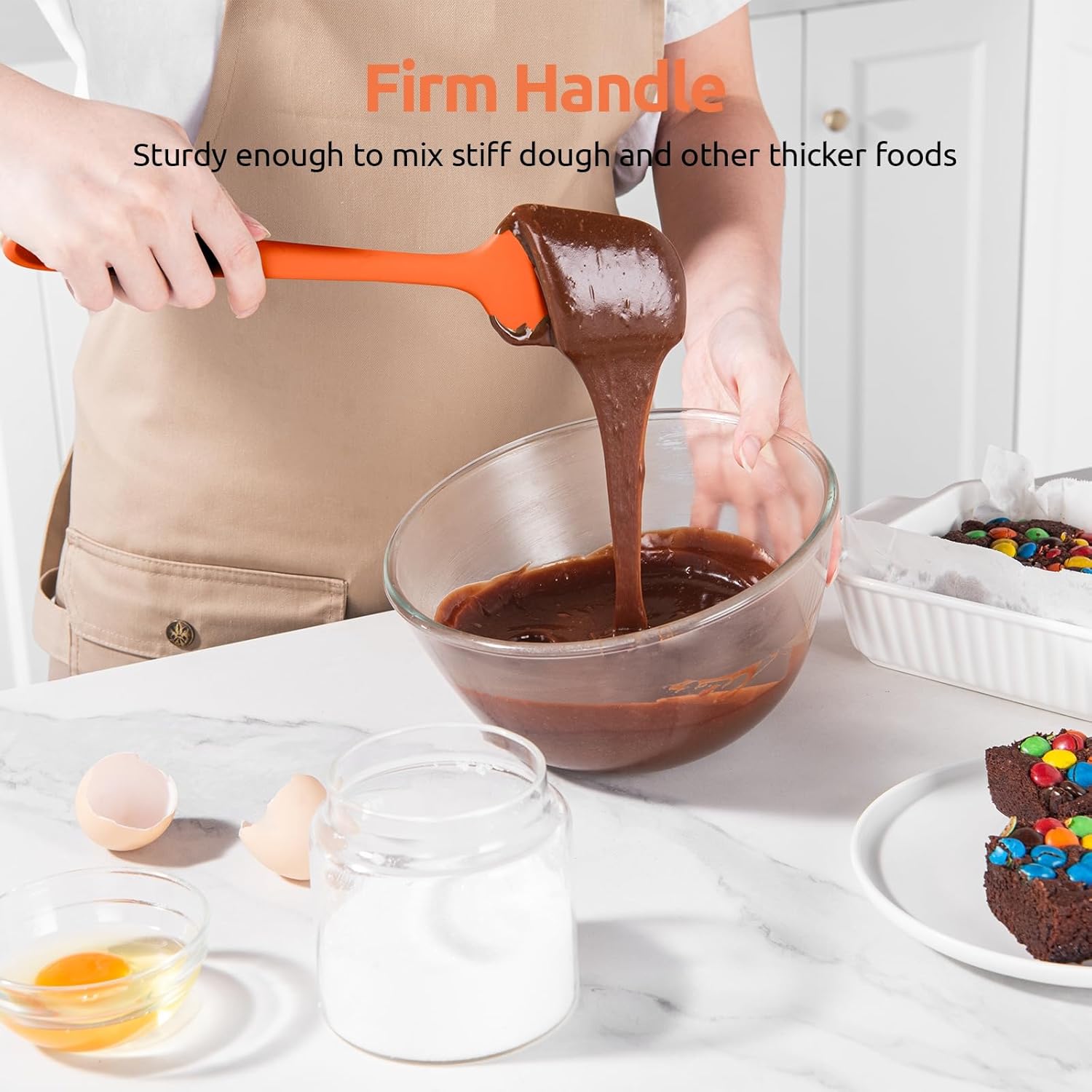 600ºF Heat Resistant Silicone Spatulas: Kitchen Cooking Mixing Utensils (4PCS, Orange) and 8