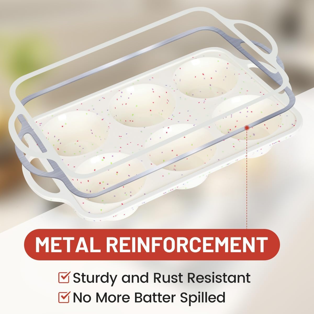Mini Cupcake Pans, Jumbo Muffin Pan, Metal Reinforced Frame for Baking Giant Homemade Muffins, Cupcakes, Frittatas - Image 2