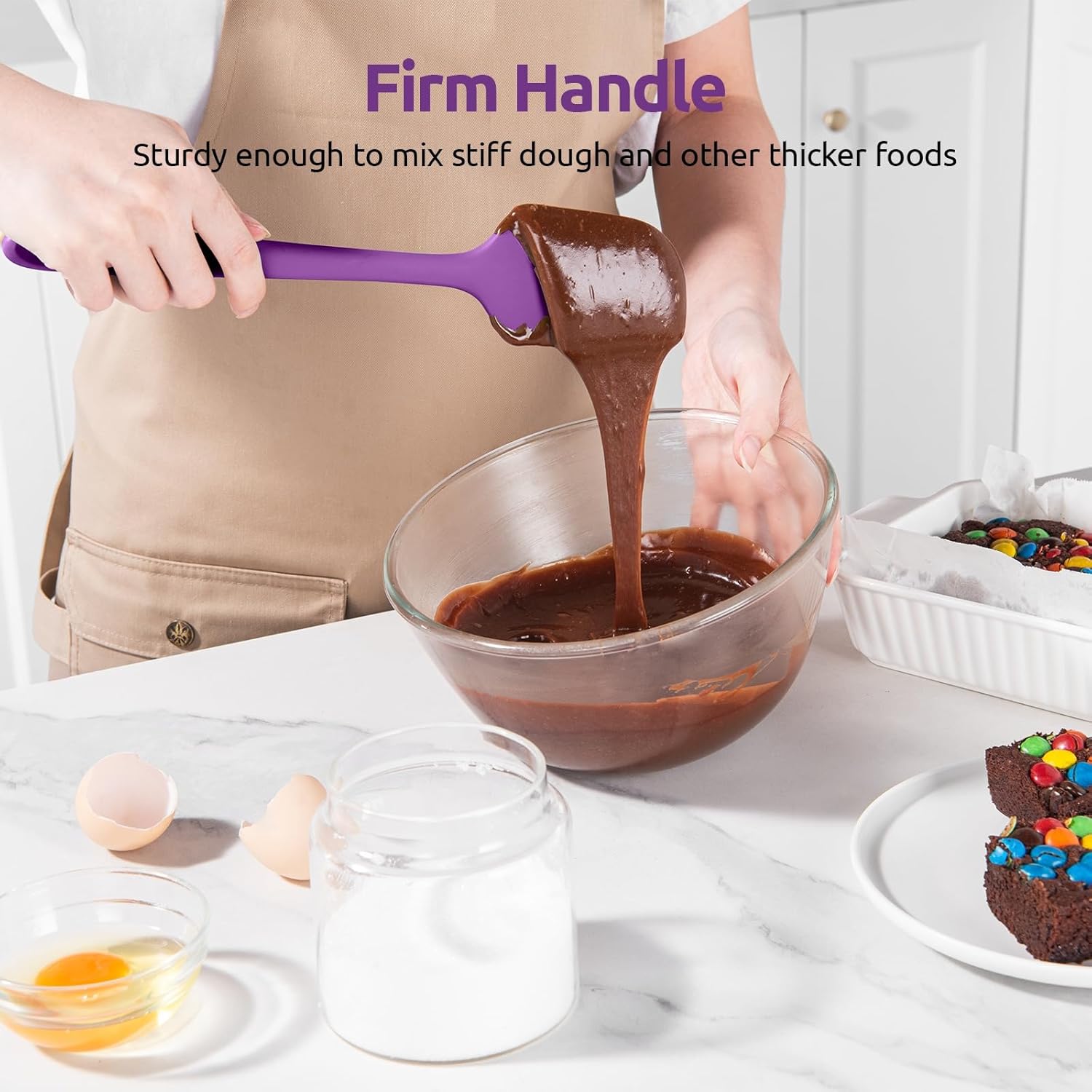600ºF Heat Resistant Silicone Spatulas: Kitchen Cooking Mixing Utensils (4PCS, Purple) and 8