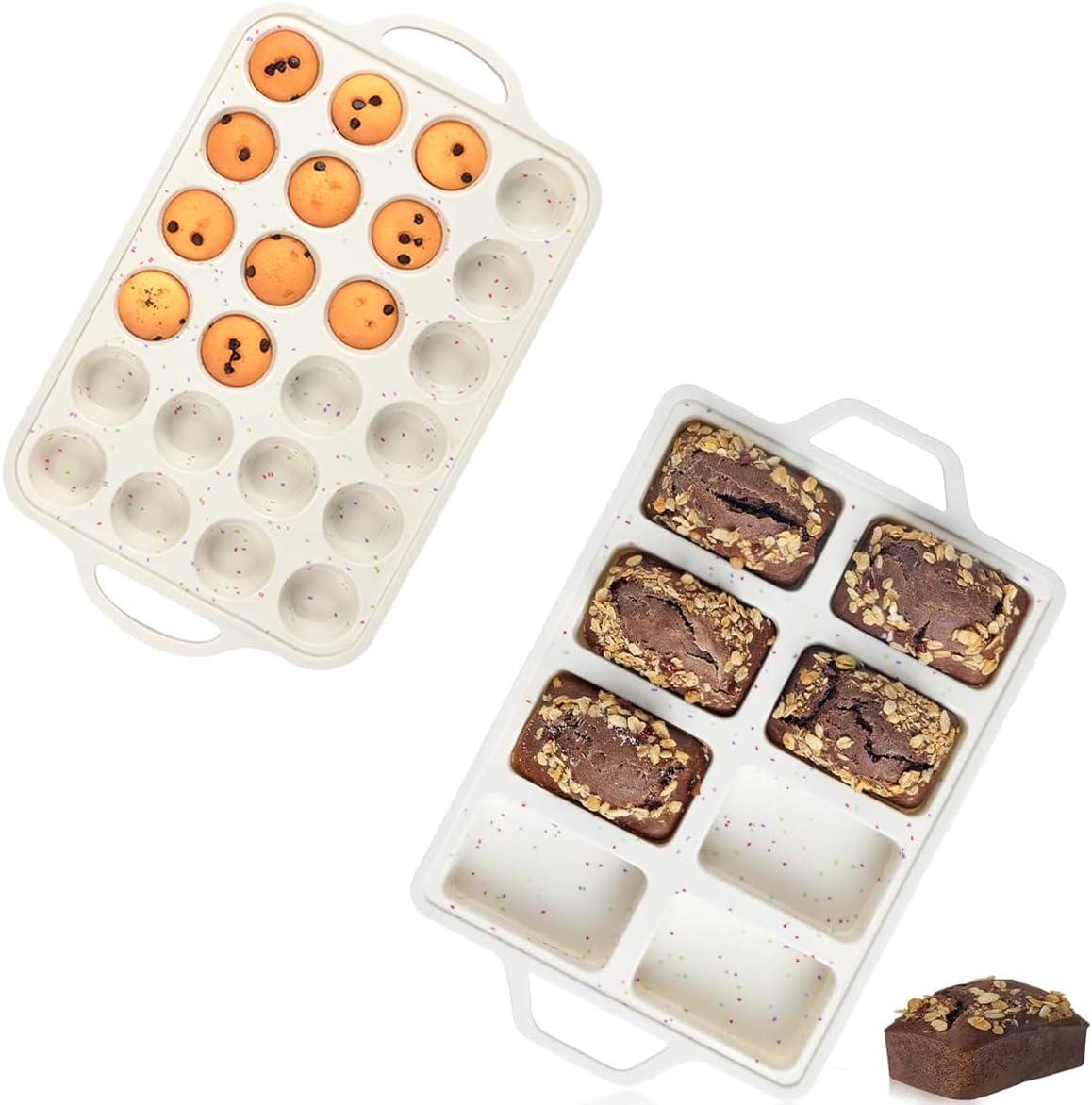 Mini Cupcake Pans, Mini Loaf Pan, Easy to Handle for Baking Mini Muffins, Mini Cupcakes, Mini Egg Bites, Mini Bread, Mini Loaf, Mini Meatloaf - Image 1