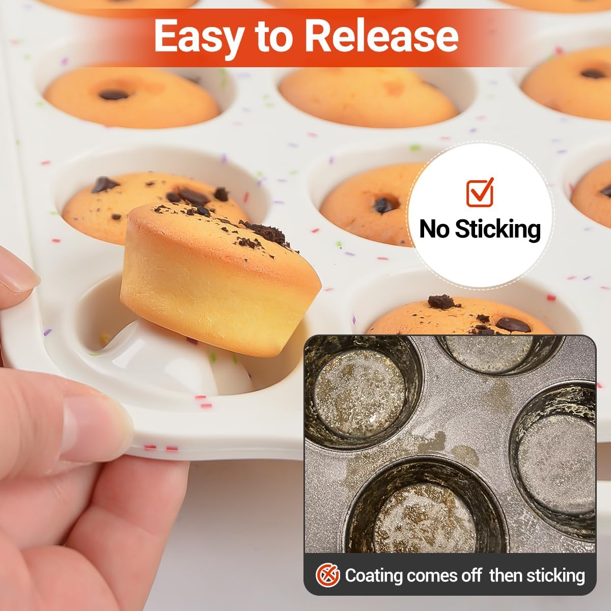 Mini Cupcake Pans, Mini Loaf Pan, Easy to Handle for Baking Mini Muffins, Mini Cupcakes, Mini Egg Bites, Mini Bread, Mini Loaf, Mini Meatloaf - Image 6