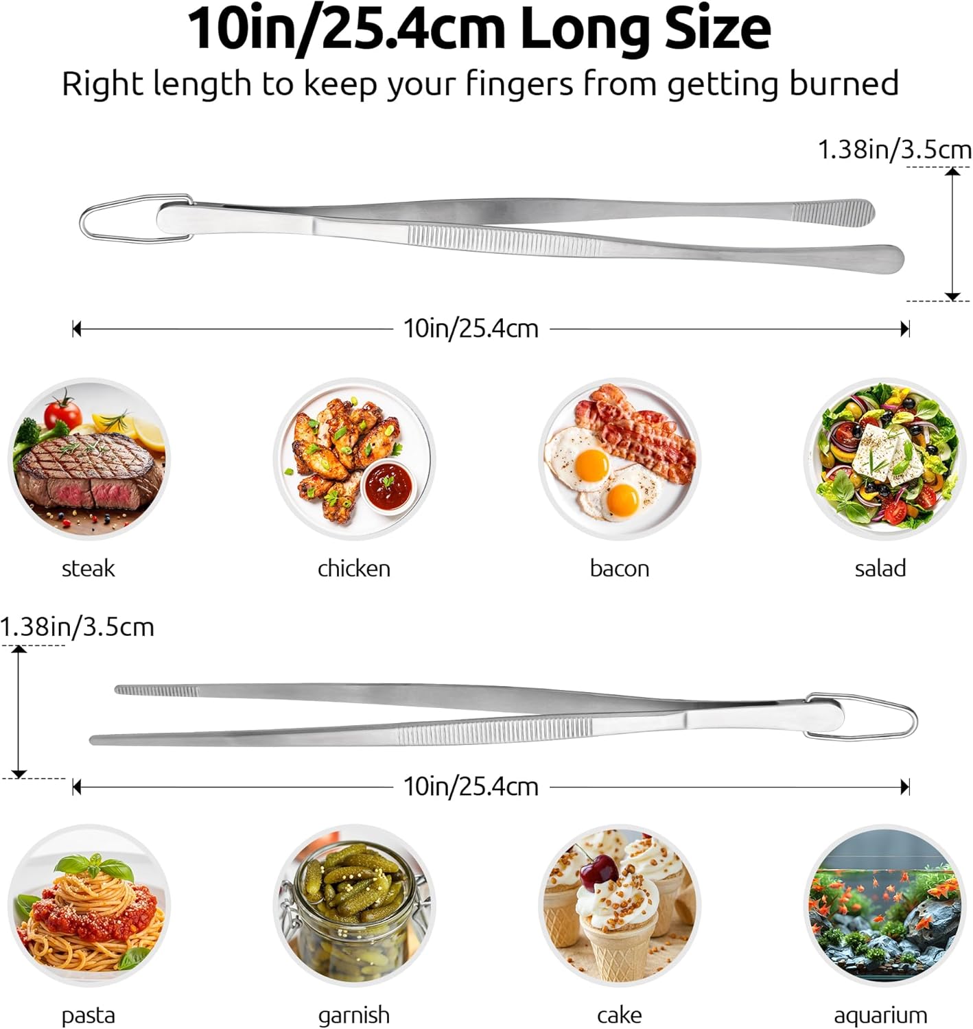 600ºF Heat Resistant 9in Silicone Cooking Tongs with Non Stick Rubber Tips (Purple) and 10