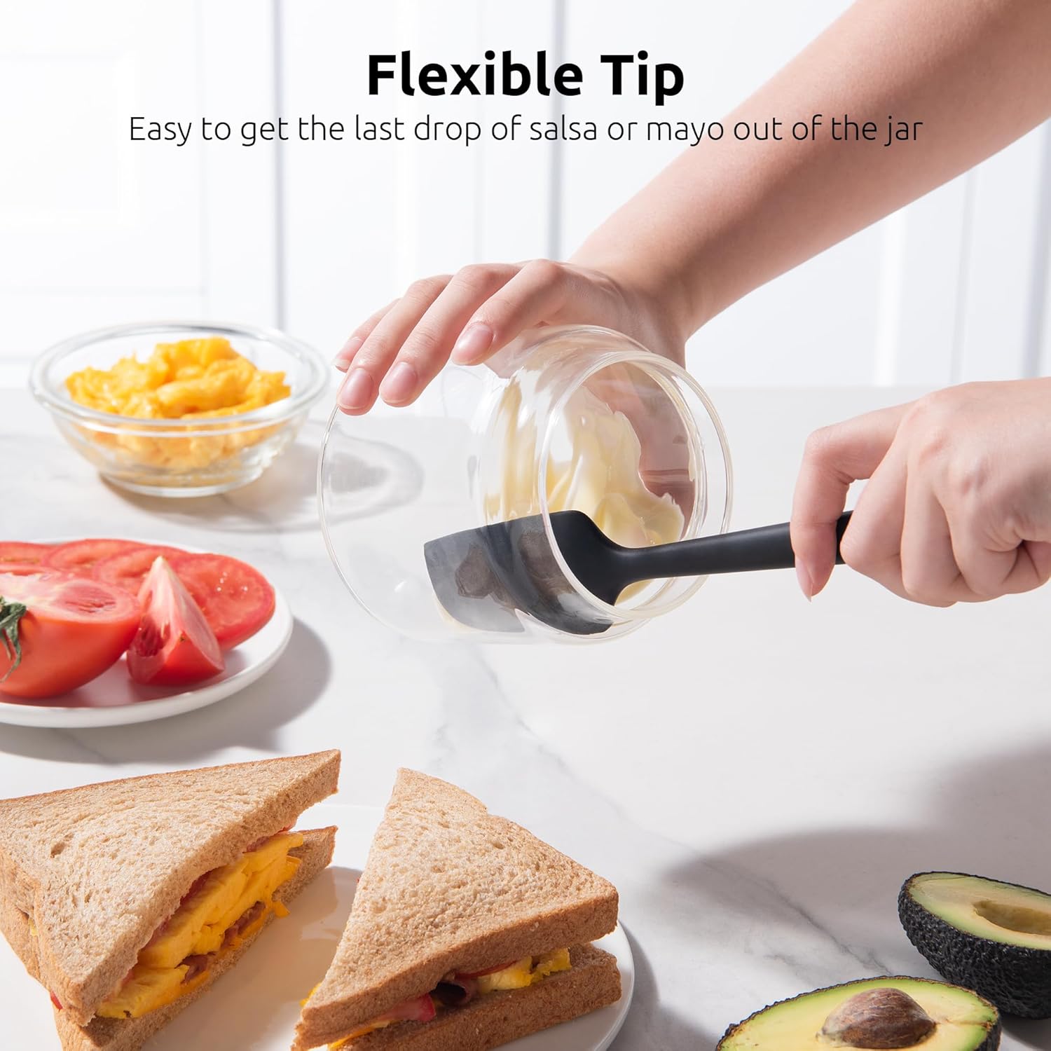 Small Mini Silicone Spatula: 9×2inch 600ºF Heat-Resistant Food-Grade Jar Scraper (Black) and 8in Kitchen Plating Tweezer: 18/8 Stainless Steel Food-Grade Metal Food Tong (Pointed Tip) - Image 8