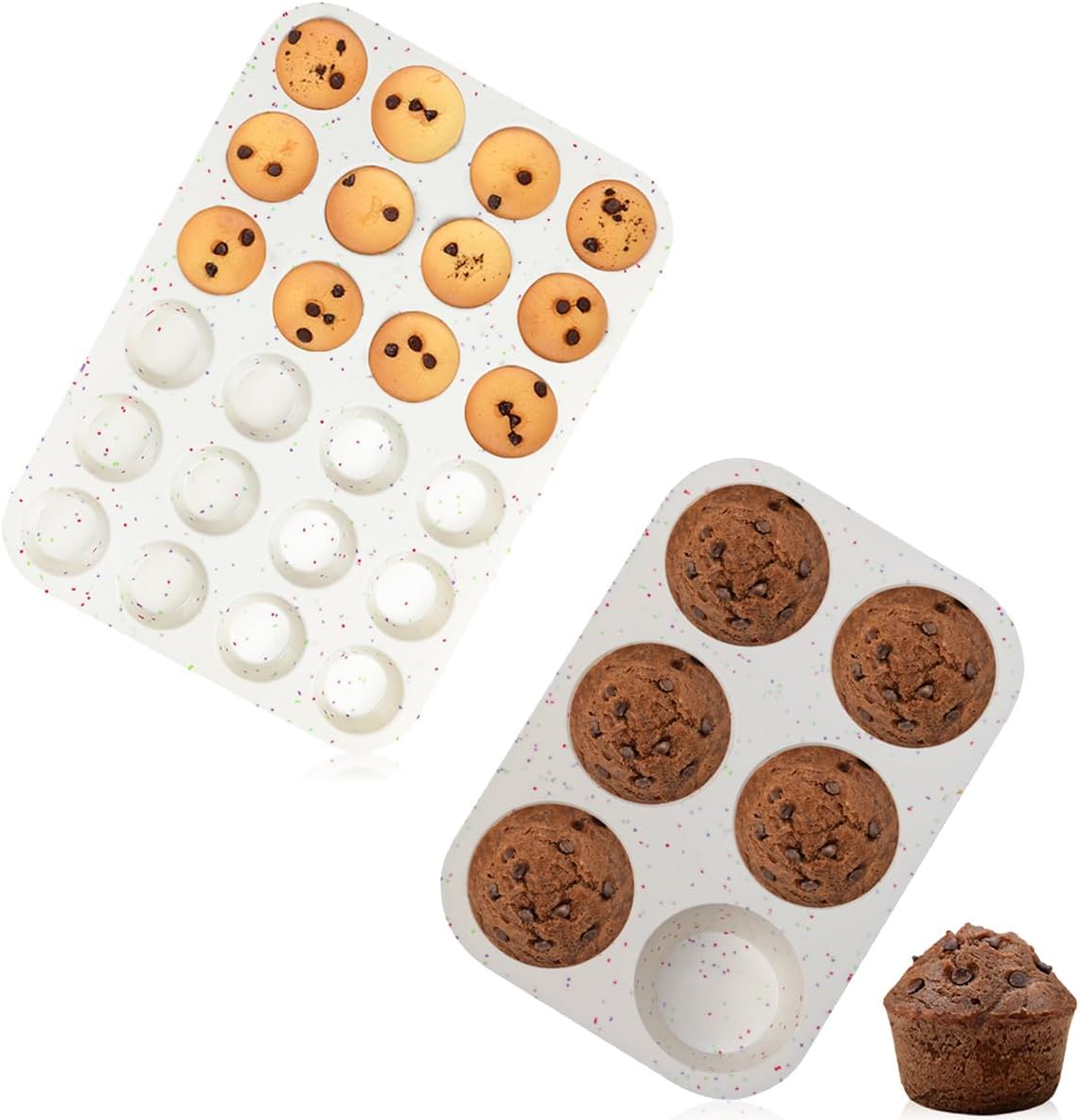 Silicone Muffin Pan, 24 Cups Nonstick Mini Cupcake Pan, Jumbo Muffin Pan, 3.5