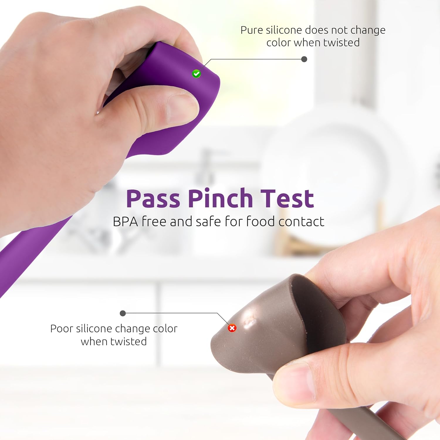 Small Mini Silicone Spatula: 9×2inch 600ºF Heat-Resistant Food-Grade Jar Scraper (Purple) and 8in Kitchen Plating Tweezer: 18/8 Stainless Steel Food-Grade Metal Food Tong (Pointed Tip) - Image 6