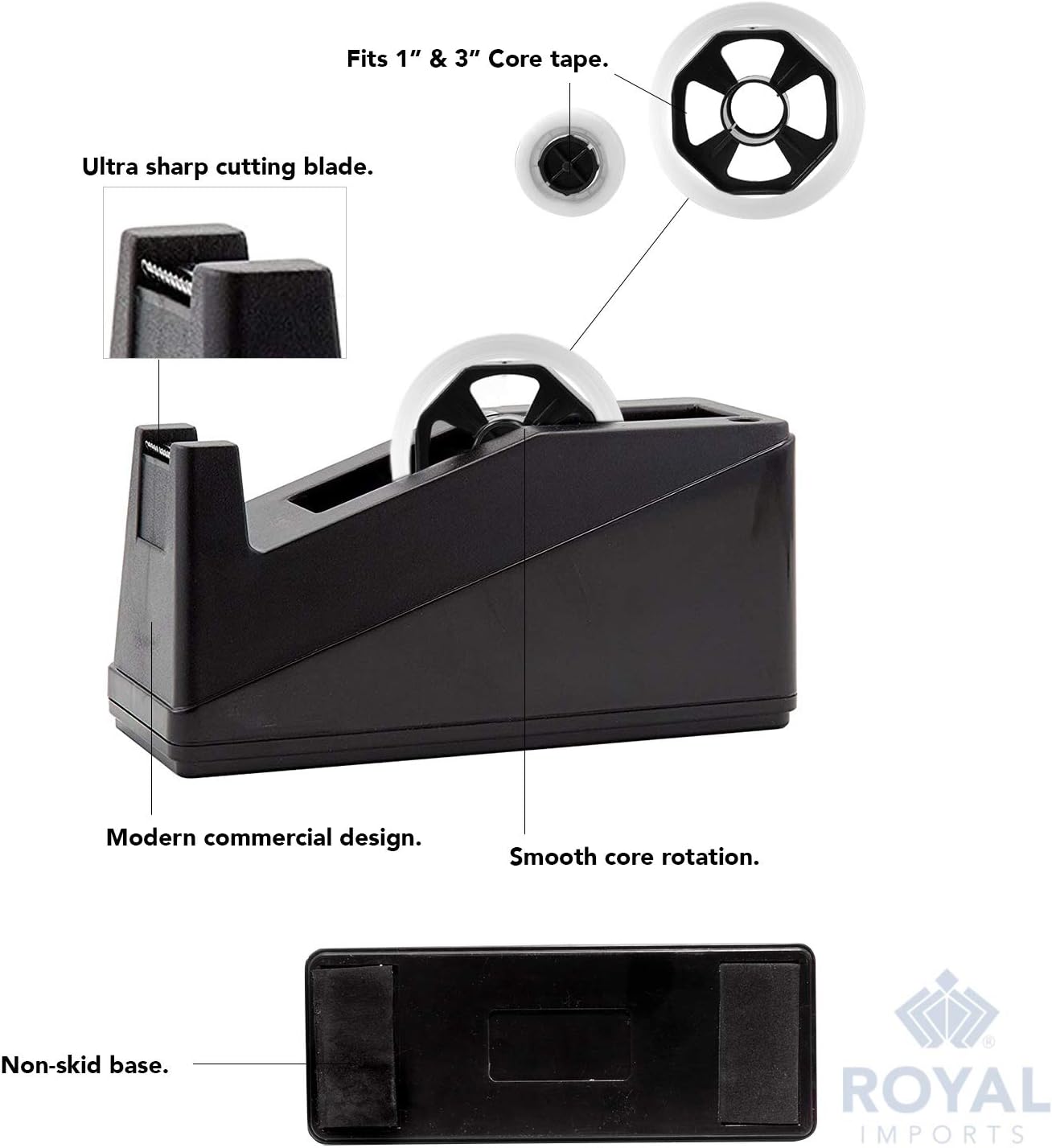 Desktop Tape Dispenser Adhesive Roll Holder (Fits 1