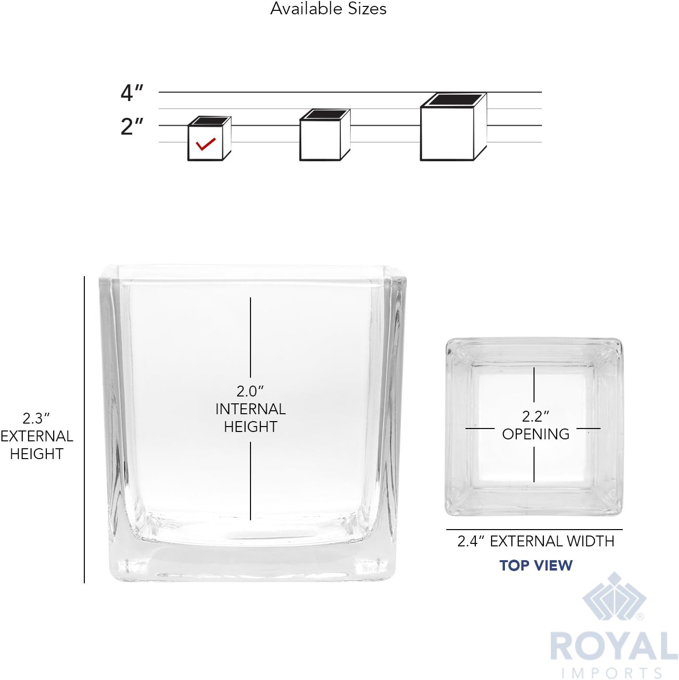 Flower Glass Vase Decorative Centerpiece for Home or Wedding - Clear Cube Shape, 2.5