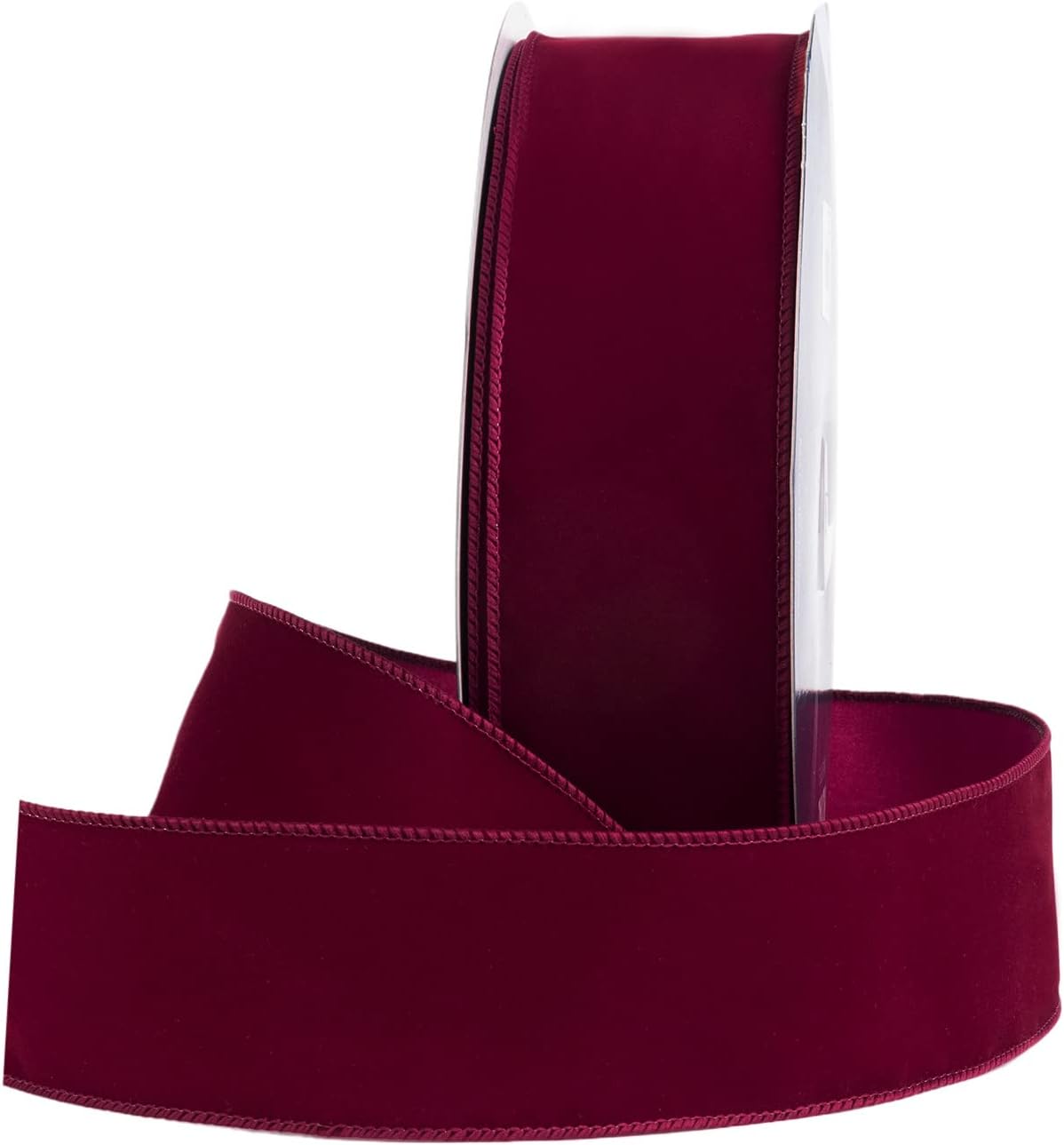 Wired Traditional Burgundy Christmas Waterproof Ribbon, Floral & Craft Decor - 2.5