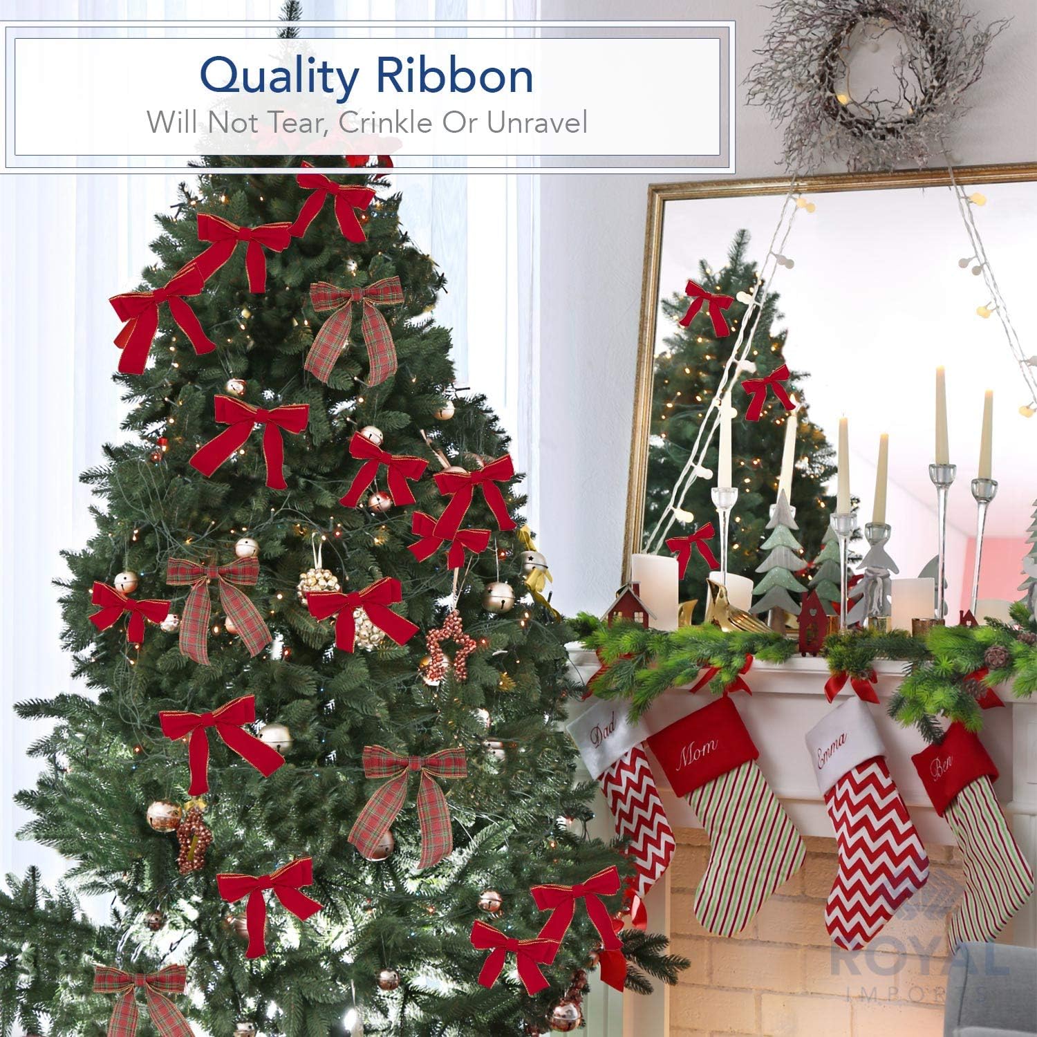 Wired Traditional Burgundy Christmas Waterproof Ribbon, Floral & Craft Decor - 2.5