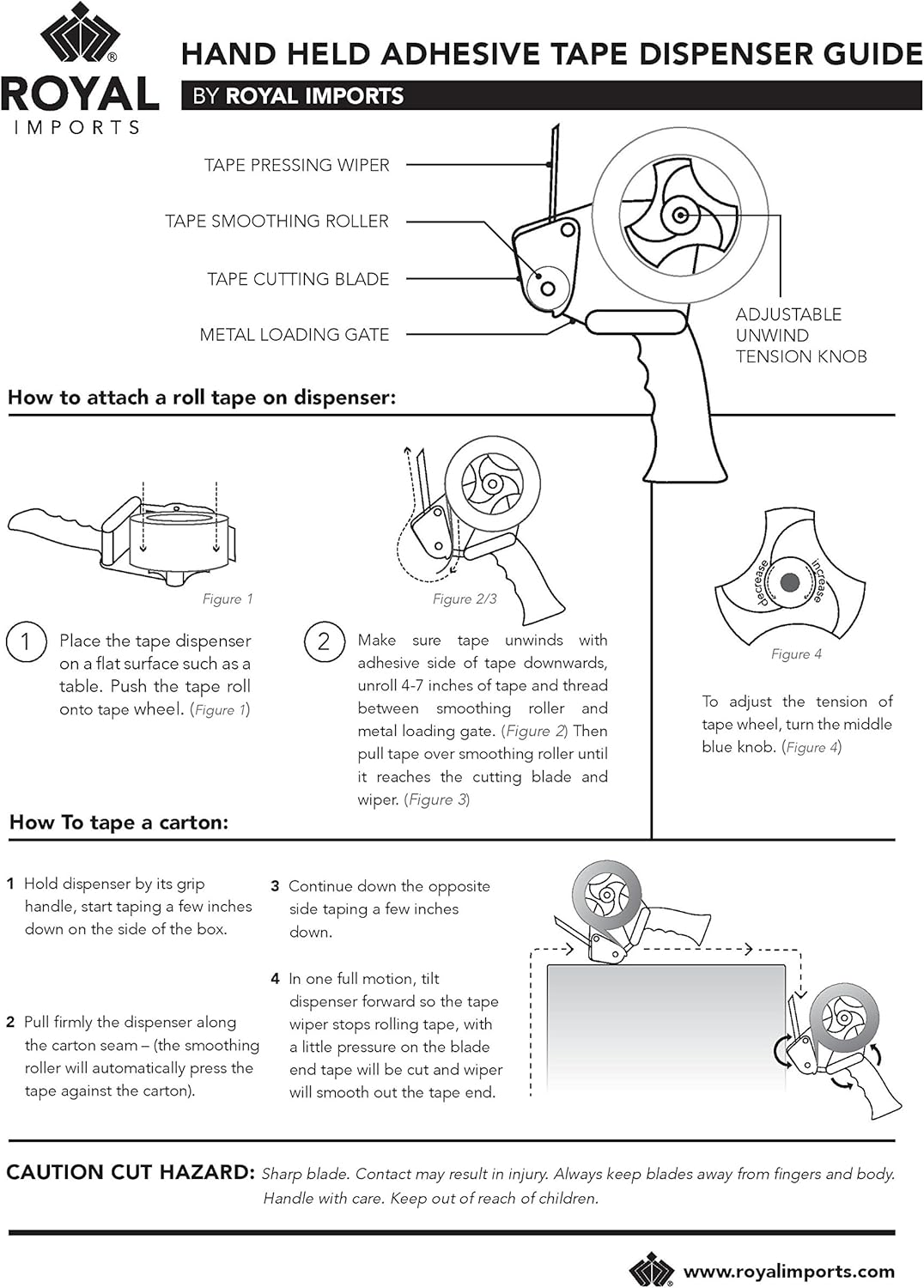 Packing Tape Dispenser, Shipping Tape Gun, Heavy Duty Roller for Box Sealing, Moving, Office, Warehouse, Packaging, Industrial Durable Handheld Tape Cutter - Fits 2