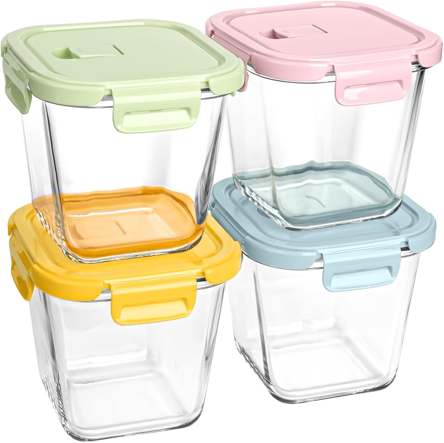Glass Soup Containers with lids 4 Cup, 32 oz Glass Storage Containers, Tall Borosilicate Glass Food Storage Containers for Lunch, Ice Cream, Travel and Deli, Soup Freezer Safe Containers with Lids - Image 1
