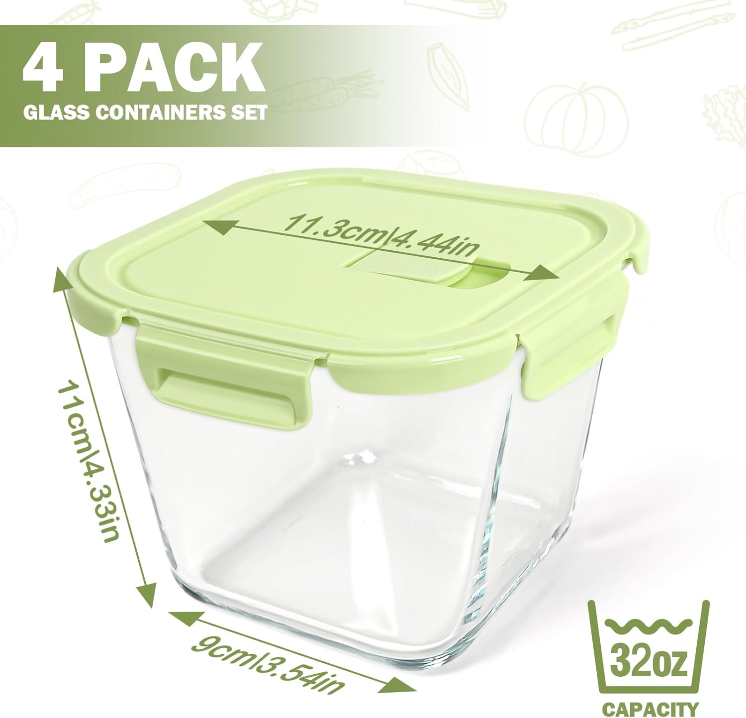 Glass Soup Containers with lids 4 Cup, 32 oz Glass Storage Containers, Tall Borosilicate Glass Food Storage Containers for Lunch, Ice Cream, Travel and Deli, Soup Freezer Safe Containers with Lids - Image 2