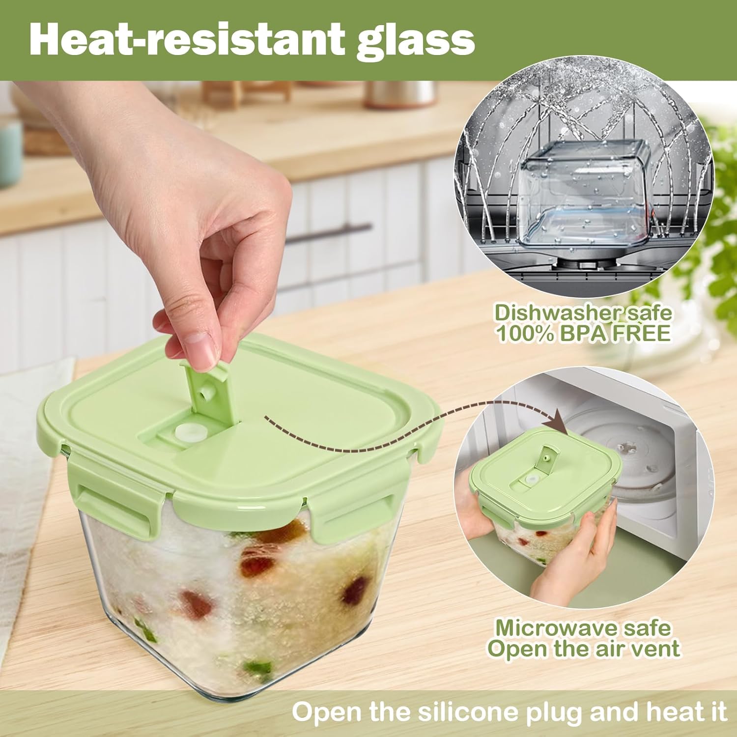 Glass Soup Containers with lids 4 Cup, 32 oz Glass Storage Containers, Tall Borosilicate Glass Food Storage Containers for Lunch, Ice Cream, Travel and Deli, Soup Freezer Safe Containers with Lids - Image 5