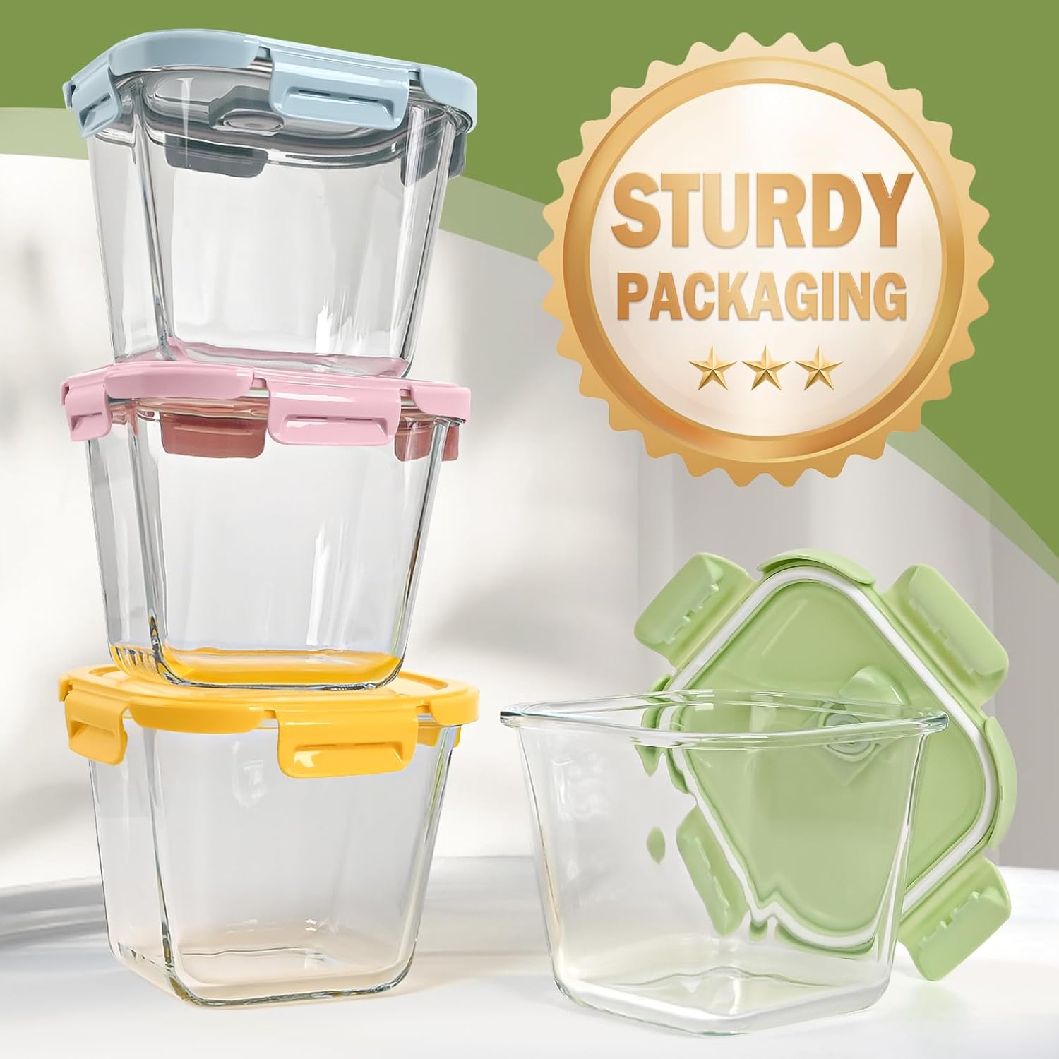 Glass Soup Containers with lids 4 Cup, 32 oz Glass Storage Containers, Tall Borosilicate Glass Food Storage Containers for Lunch, Ice Cream, Travel and Deli, Soup Freezer Safe Containers with Lids - Image 7